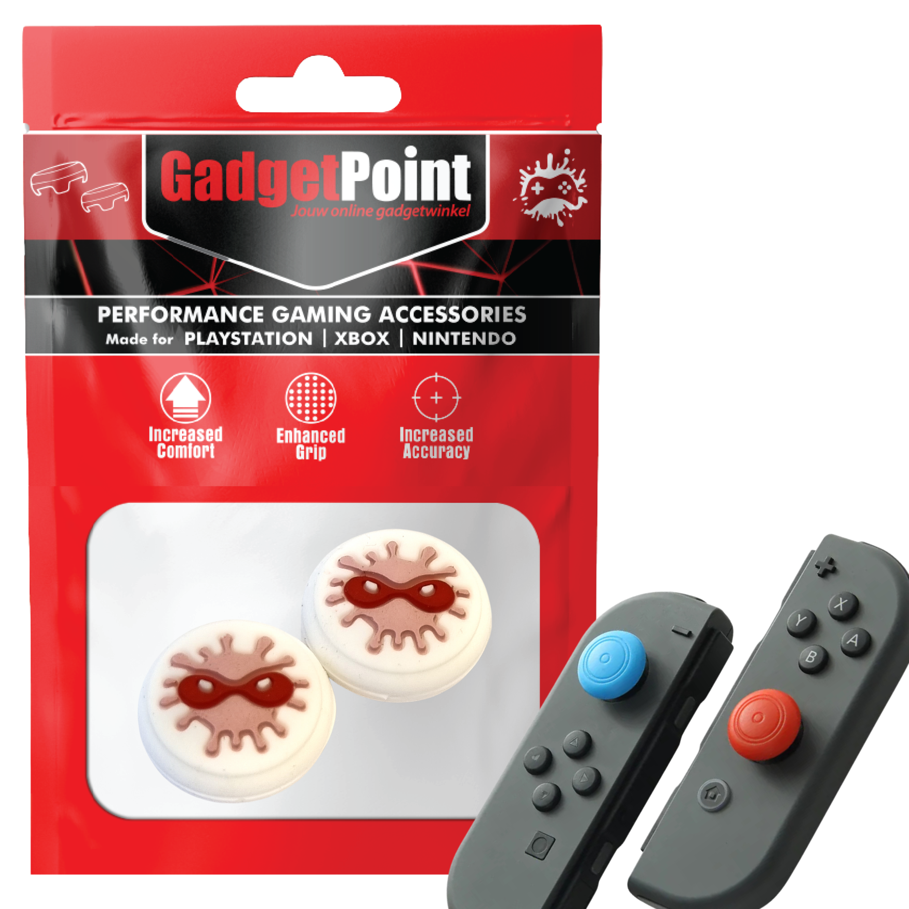 Thumb Grips voor Nintendo Switch Joy-Con Controllers - Gaming Thumbgrips - Performance Thumbsticks - Anti-Slip Joystick Caps - Bescherming Accessoires - Masker - Wit