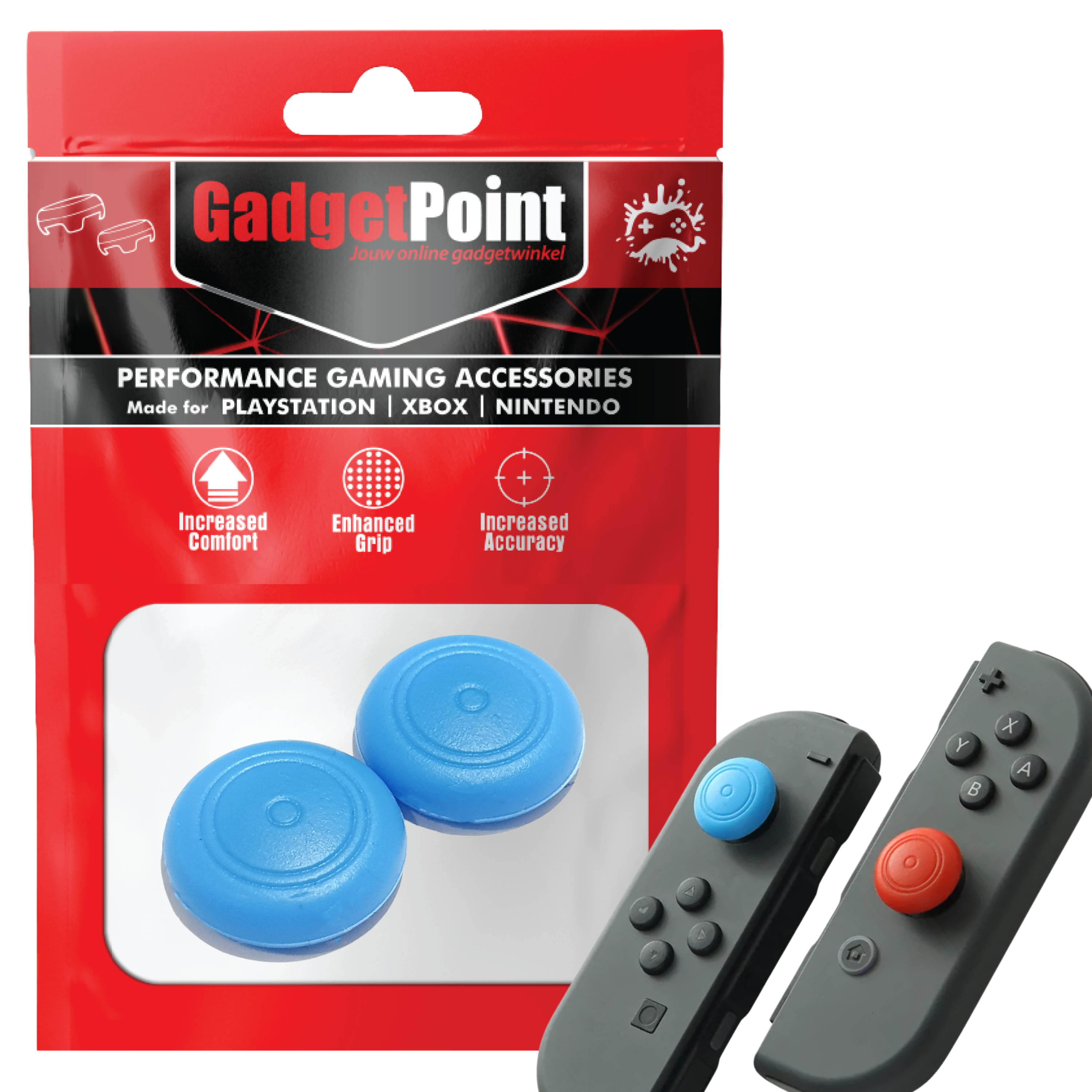 Thumb Grips voor Nintendo Switch Joy-Con Controllers - Gaming Thumbgrips - Performance Thumbsticks - Anti-Slip Joystick Caps - Bescherming Accessoires - Thumbgrips - Blauw