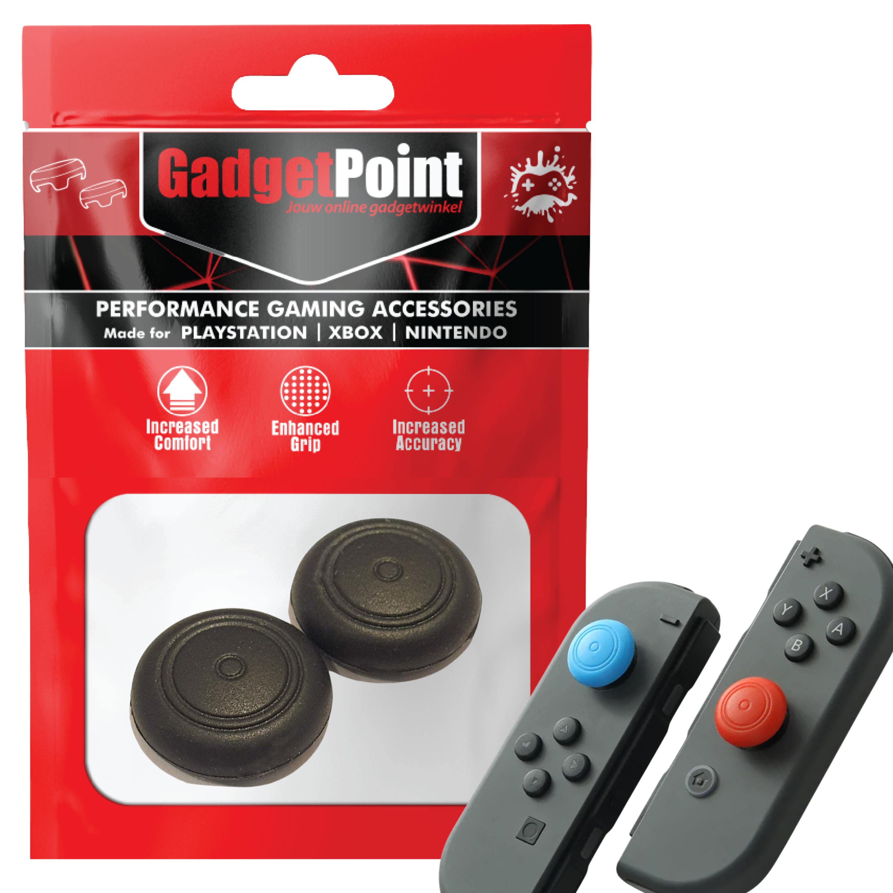 Thumb Grips voor Nintendo Switch Joy-Con Controllers - Gaming Thumbgrips - Performance Thumbsticks - Anti-Slip Joystick Caps - Bescherming Accessoires - Thumbgrips - Zwart