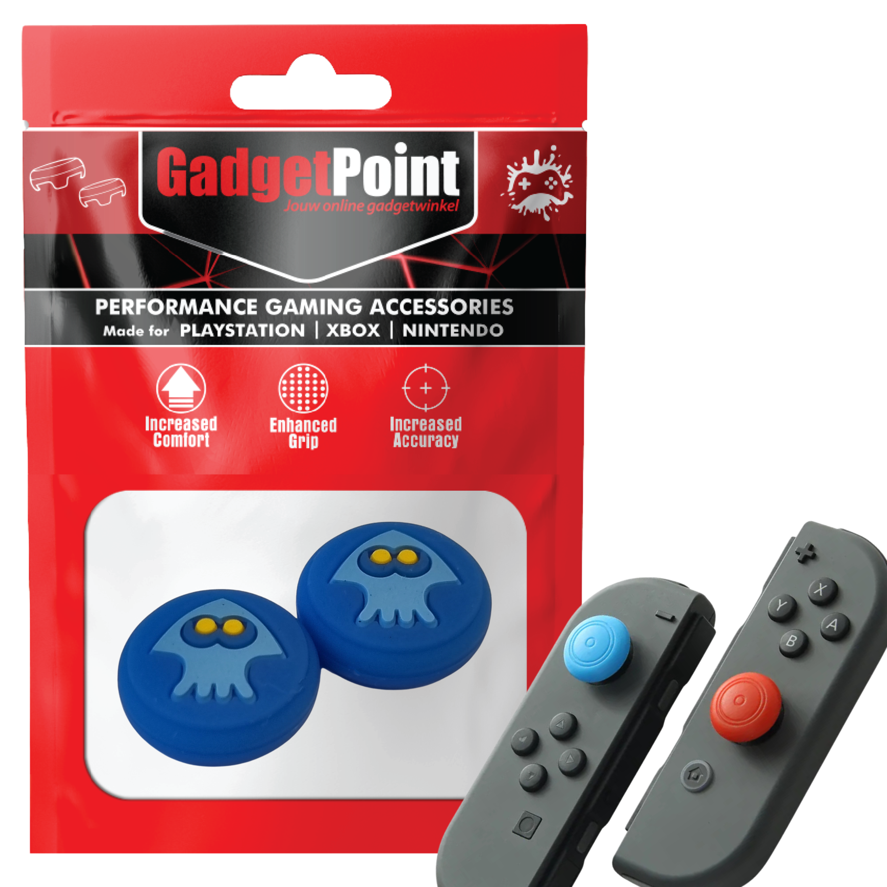Thumb Grips voor Nintendo Switch Joy-Con Controllers - Gaming Thumbgrips - Performance Thumbsticks - Anti-Slip Joystick Caps - Bescherming Accessoires - Octopus - Blauw