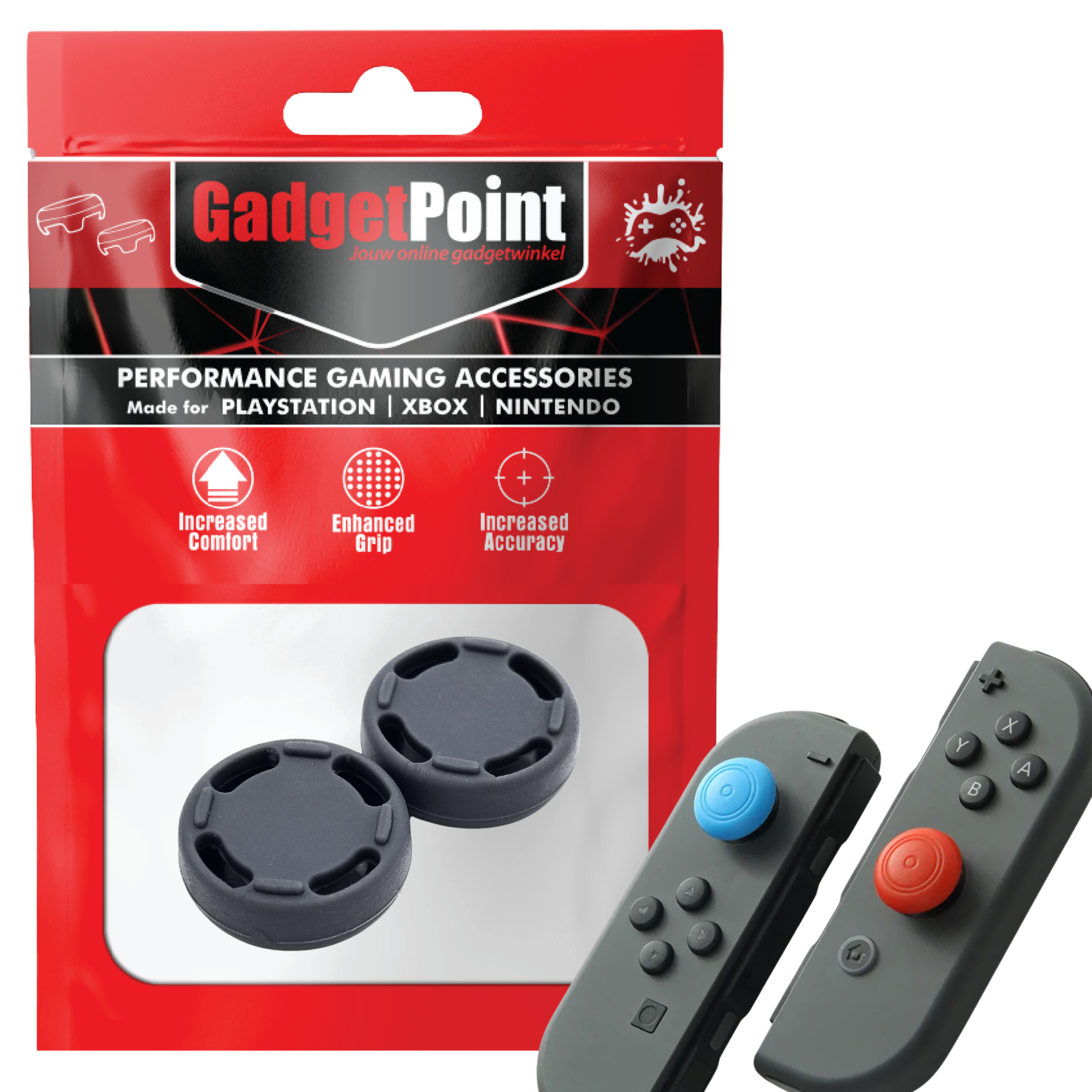 Thumb Grips voor Nintendo Switch Joy-Con Controllers - Gaming Thumbgrips - Performance Thumbsticks - Anti-Slip Joystick Caps - Bescherming Accessoires - Cirkel - Grijs