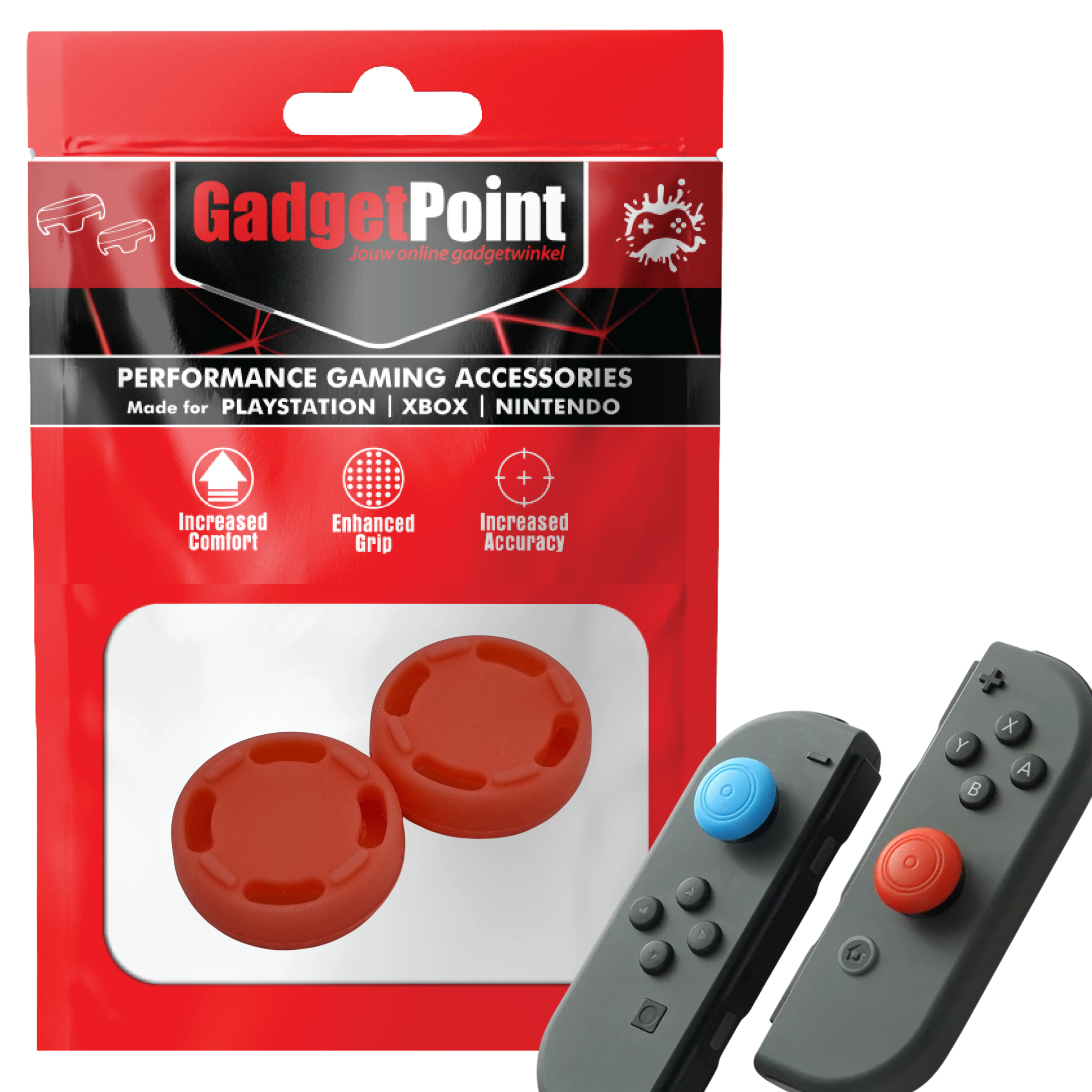 Thumb Grips voor Nintendo Switch Joy-Con Controllers - Gaming Thumbgrips - Performance Thumbsticks - Anti-Slip Joystick Caps - Bescherming Accessoires - Cirkel - Oranje