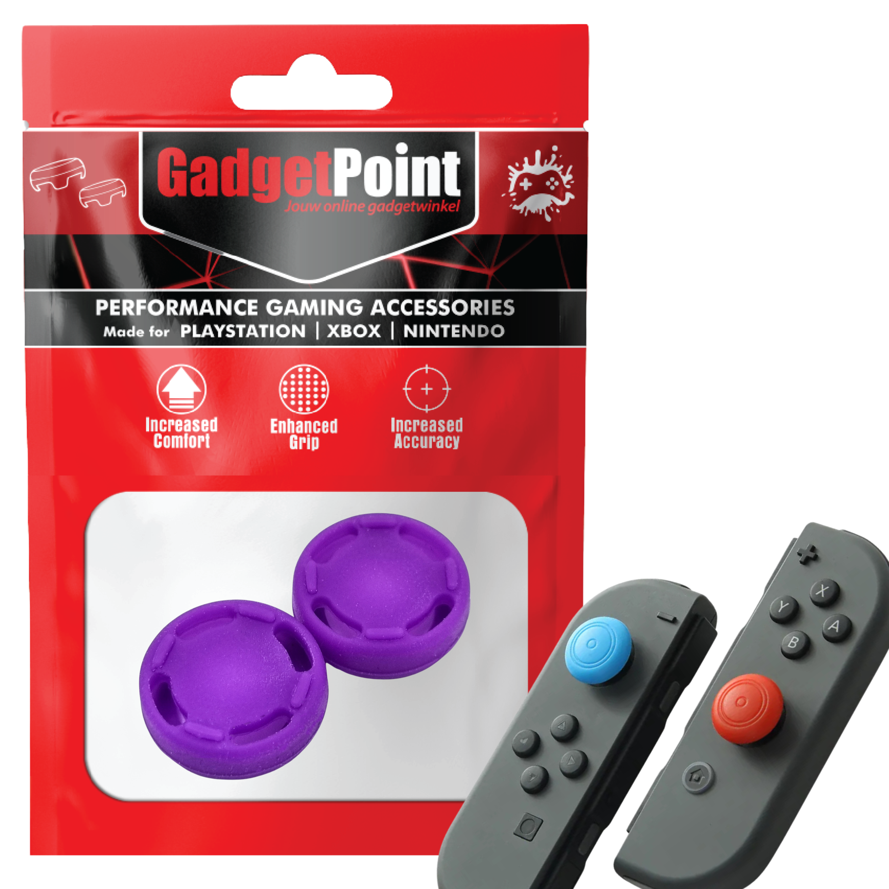 Thumb Grips voor Nintendo Switch Joy-Con Controllers - Gaming Thumbgrips - Performance Thumbsticks - Anti-Slip Joystick Caps - Bescherming Accessoires - Cirkel - Paars
