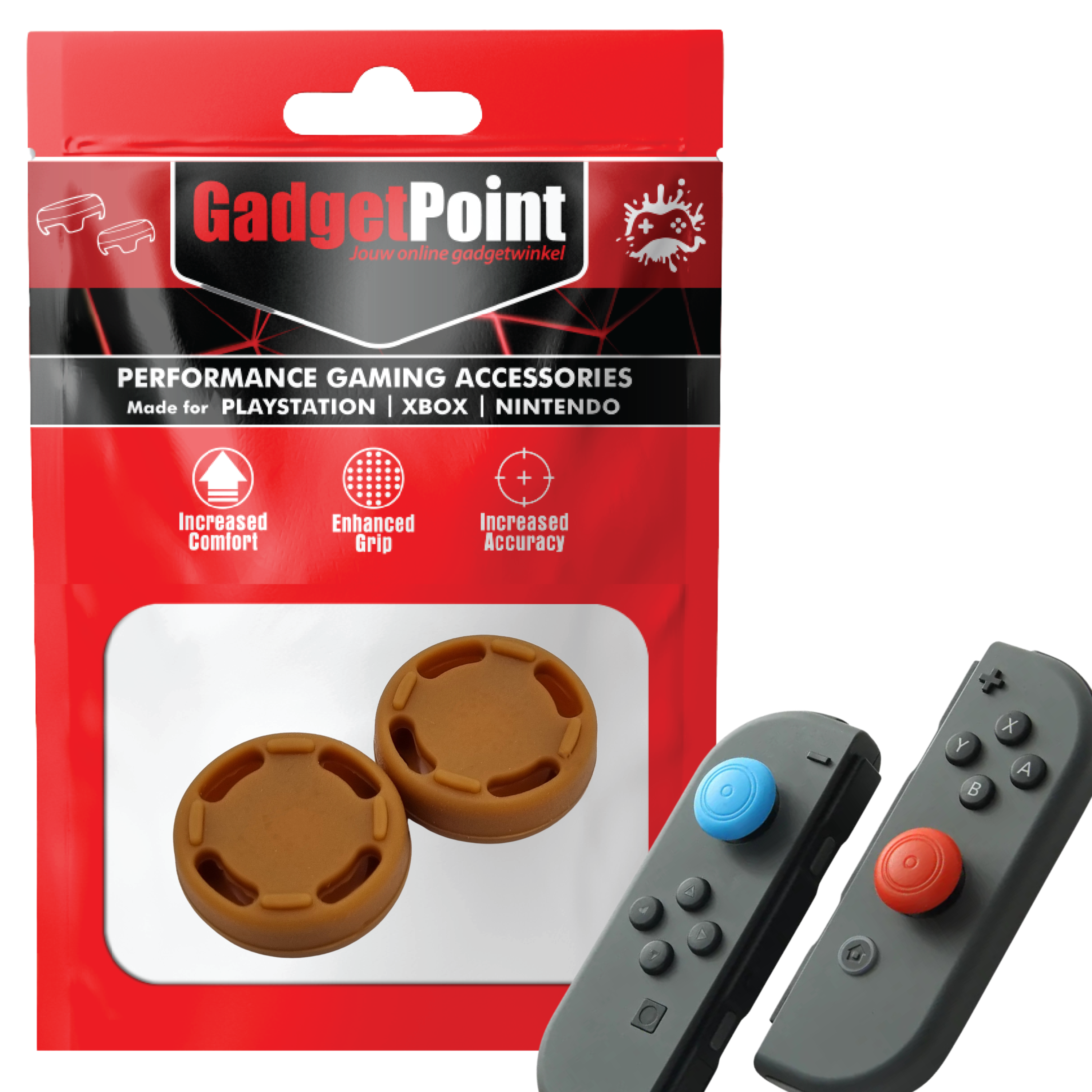 Thumb Grips voor Nintendo Switch Joy-Con Controllers - Gaming Thumbgrips - Performance Thumbsticks - Anti-Slip Joystick Caps - Bescherming Accessoires - Cirkel - Beige/Bruin