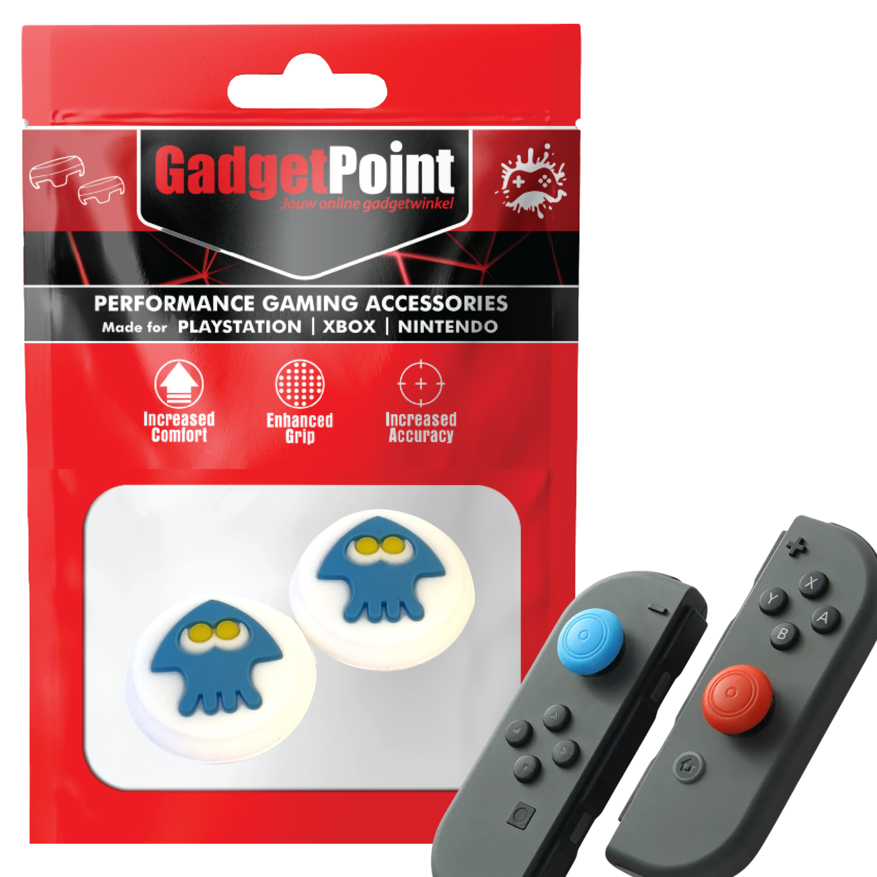 Thumb Grips voor Nintendo Switch Joy-Con Controllers - Gaming Thumbgrips - Performance Thumbsticks - Anti-Slip Joystick Caps - Bescherming Accessoires - Octopus