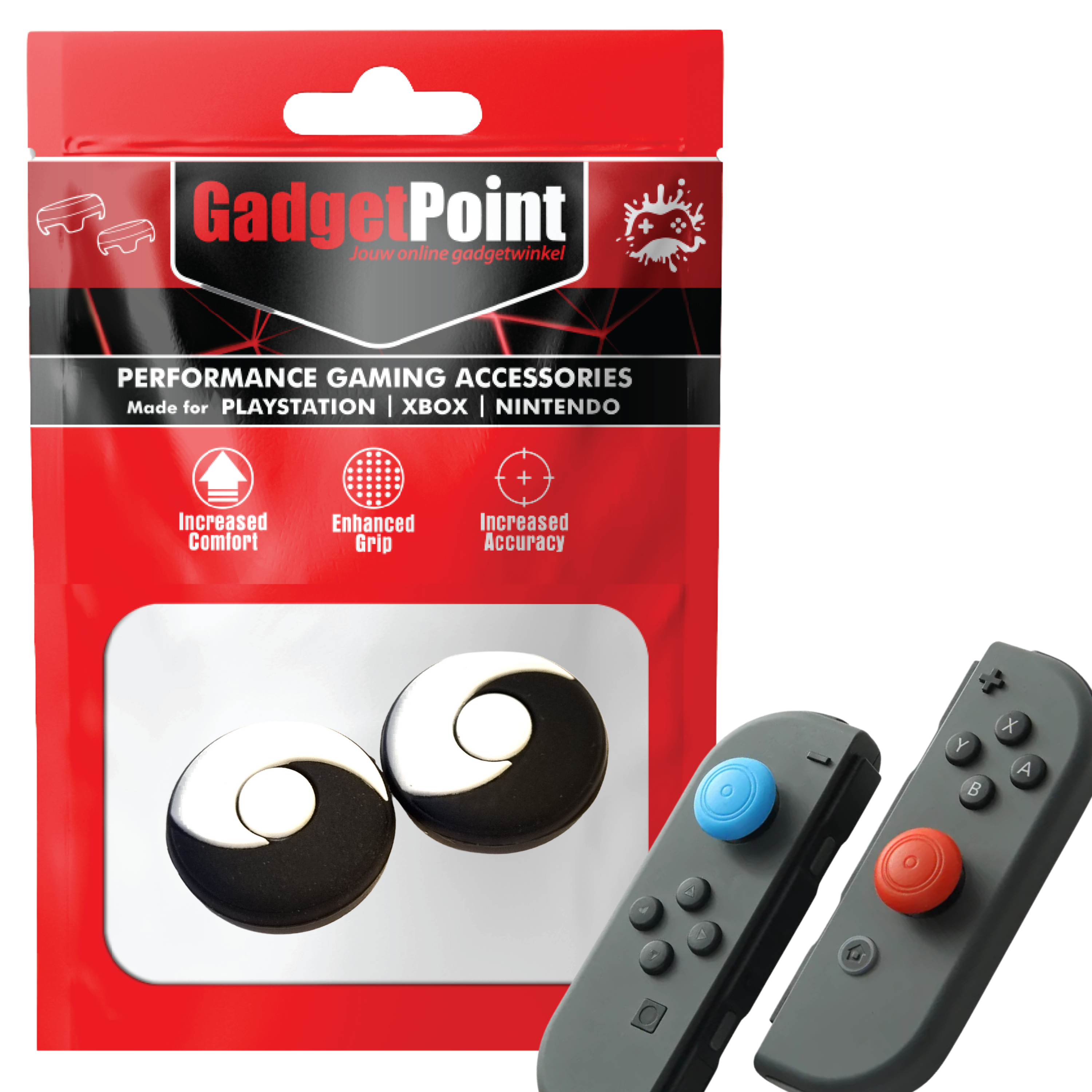 Thumb Grips voor Nintendo Switch Joy-Con Controllers - Gaming Thumbgrips - Performance Thumbsticks - Anti-Slip Joystick Caps - Bescherming Accessoires - Rond - Zwart