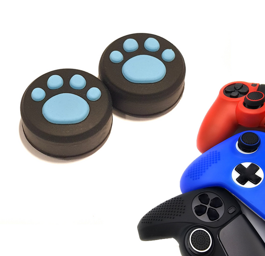 Gaming Thumbgrips | Performance Antislip Thumbsticks | Joystick Cap Thumb Grips | Accessoires geschikt voor Playstation PS4 PS5 & Xbox & Nintendo Pro Controller | Pootjes - Zwart met Blauw