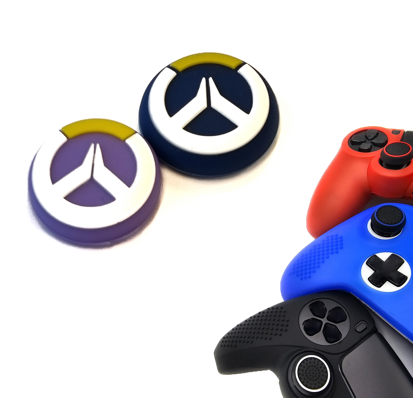 Gaming Thumbgrips | Performance Antislip Thumbsticks | Joystick Cap Thumb Grips | Paars/Blauw met Wit/Geel | Accessoires geschikt voor Playstation PS4 PS5 & Xbox & Nintendo Pro Controller