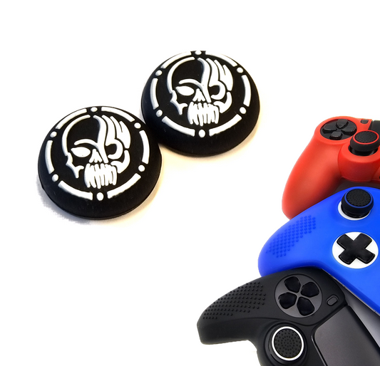 Gaming Thumbgrips | Performance Antislip Thumbsticks | Joystick Cap Thumb Grips | Accessoires geschikt voor Playstation PS4 PS5 & Xbox & Nintendo Pro Controller | Skull - Zwart met Wit