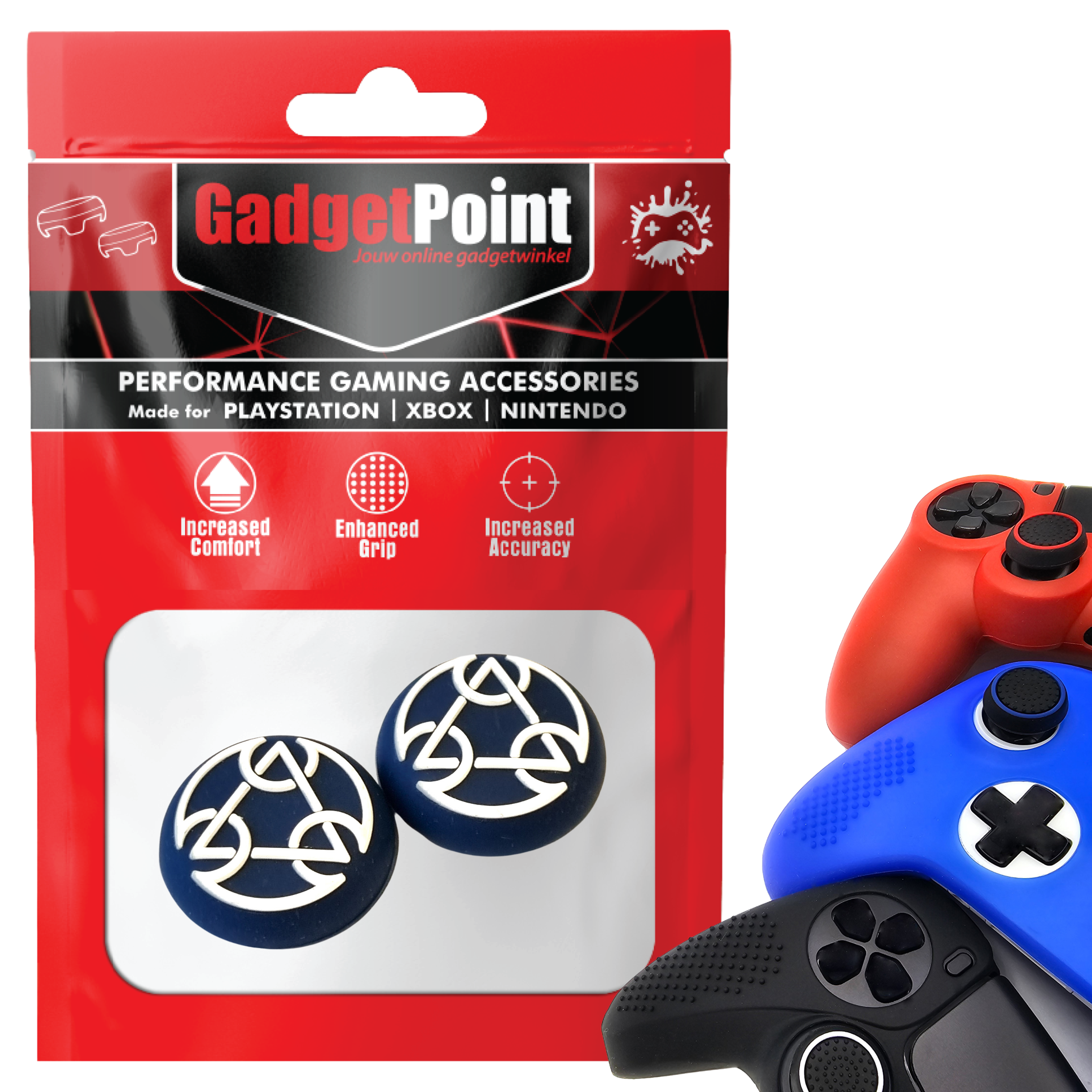 Thumb Grips voor PS5, PS4, PlayStation, Xbox Series X/S, One, 360 & Nintendo Switch Pro Controller - Gaming Thumbgrips - Performance Thumbsticks - Anti-Slip Joystick Caps - Bescherming Accessoires - Space - Blauw/Wit