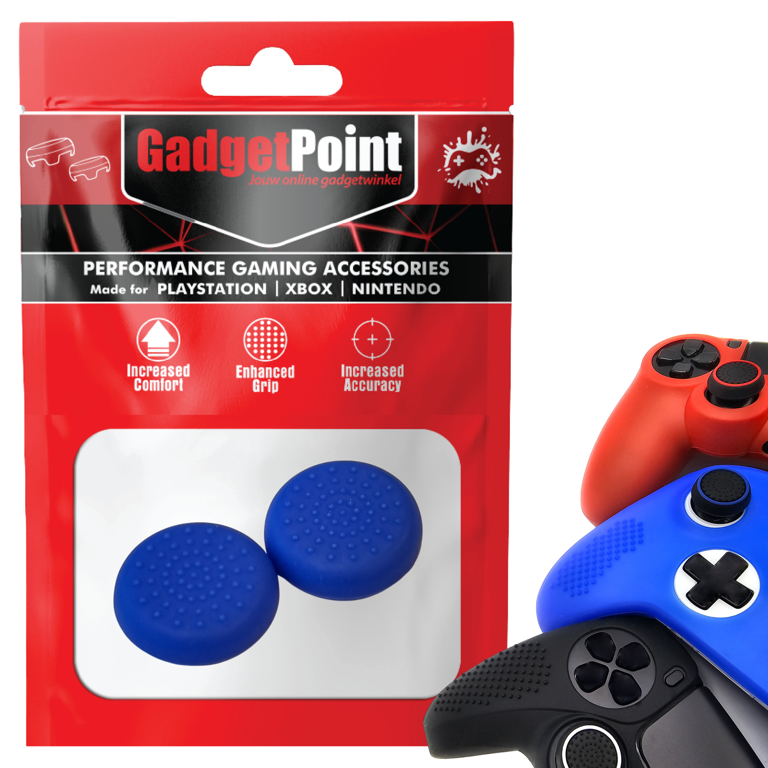 Thumb Grips voor PS5, PS4, PlayStation, Xbox Series X/S, One, 360 & Nintendo Switch Pro Controller - Gaming Thumbgrips - Performance Thumbsticks - Anti-Slip Joystick Caps - Bescherming Accessoires - Thumbs Stippen - Blauw