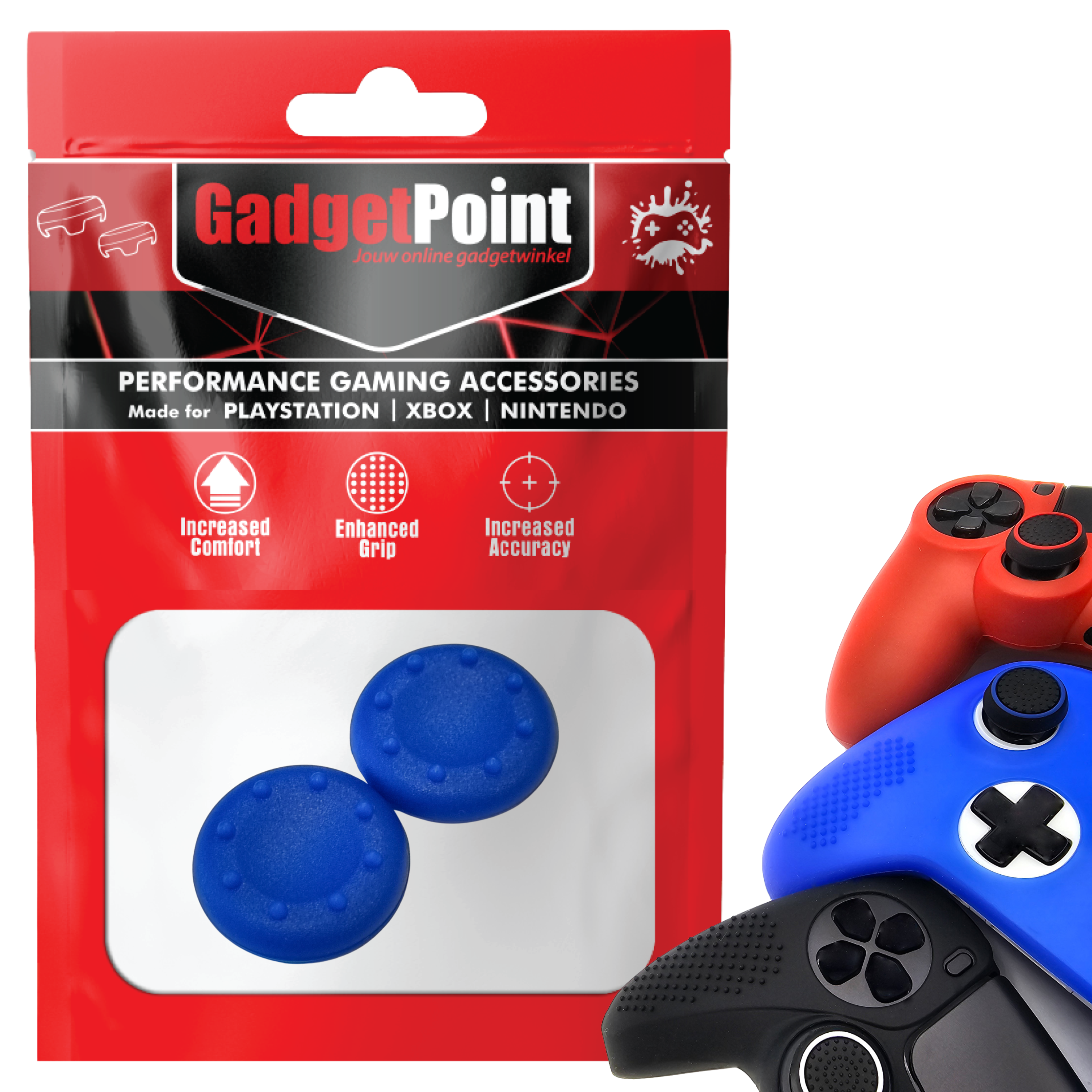 Thumb Grips for PS5, PS4, PlayStation, Xbox Series X/S, One, 360 & Nintendo Switch Pro Controller - Gaming Thumbgrips - Performance Thumbsticks - Anti-Slip Joystick Caps - Protection Accessories - Thumbgrips 8 dots - Blue