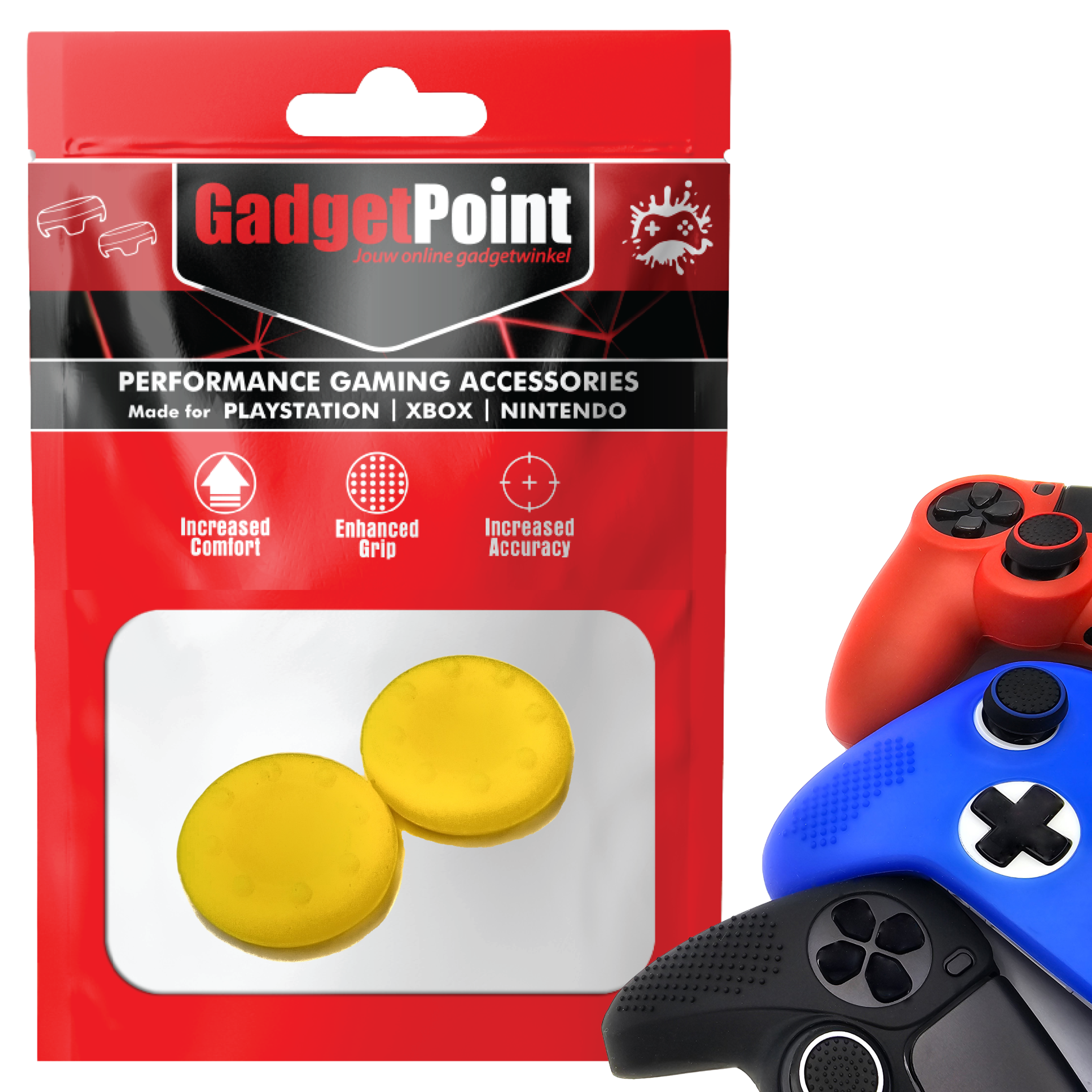 Thumb Grips voor PS5, PS4, PlayStation, Xbox Series X/S, One, 360 & Nintendo Switch Pro Controller - Gaming Thumbgrips - Performance Thumbsticks - Anti-Slip Joystick Caps - Bescherming Accessoires - Thumbgrips 8 stippen - Geel