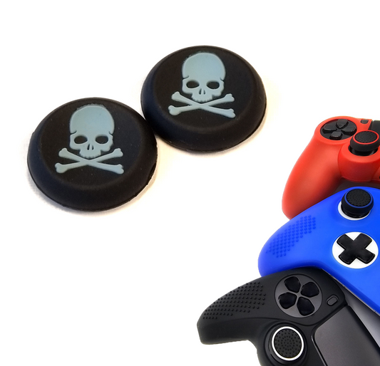 Gaming Thumbgrips | Performance Antislip Thumbsticks | Joystick Cap Thumb Grips | Accessoires geschikt voor Playstation PS4 PS5 & Xbox & Nintendo Pro Controller | Skelet - Zwart met Blauw