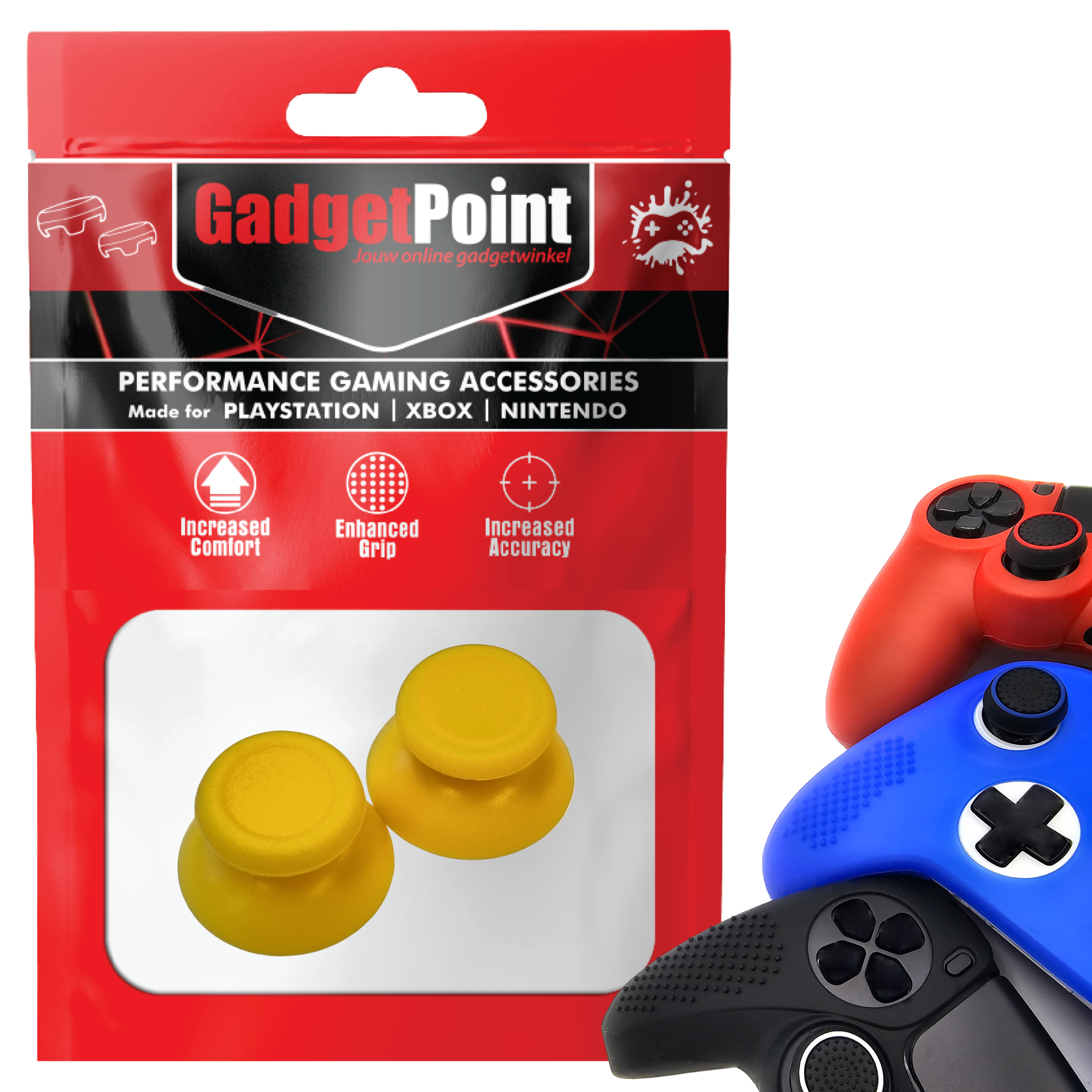 Thumb Grips voor PS5, PS4, PlayStation, Xbox Series X/S, One, 360 & Nintendo Switch Pro Controller - Gaming Thumbgrips - Performance Thumbsticks - Anti-Slip Joystick Caps - Bescherming Accessoires - Joy Sticks - Geel