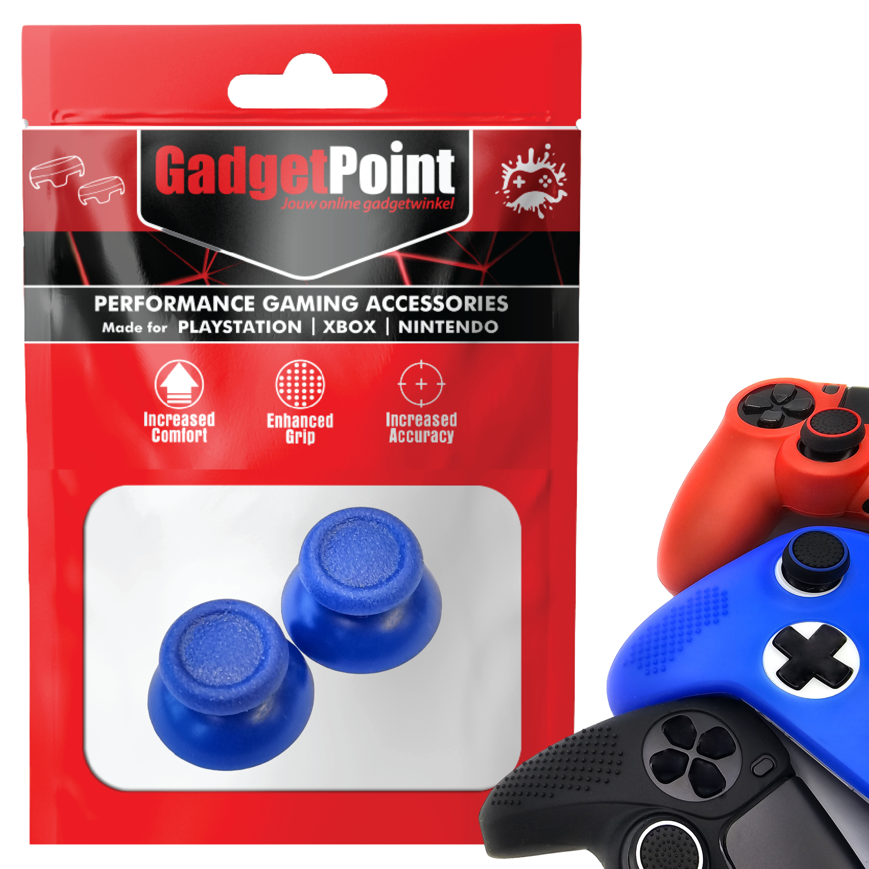 Thumb Grips voor PS5, PS4, PlayStation, Xbox Series X/S, One, 360 & Nintendo Switch Pro Controller - Gaming Thumbgrips - Performance Thumbsticks - Anti-Slip Joystick Caps - Bescherming Accessoires - Joy Sticks - Blauw