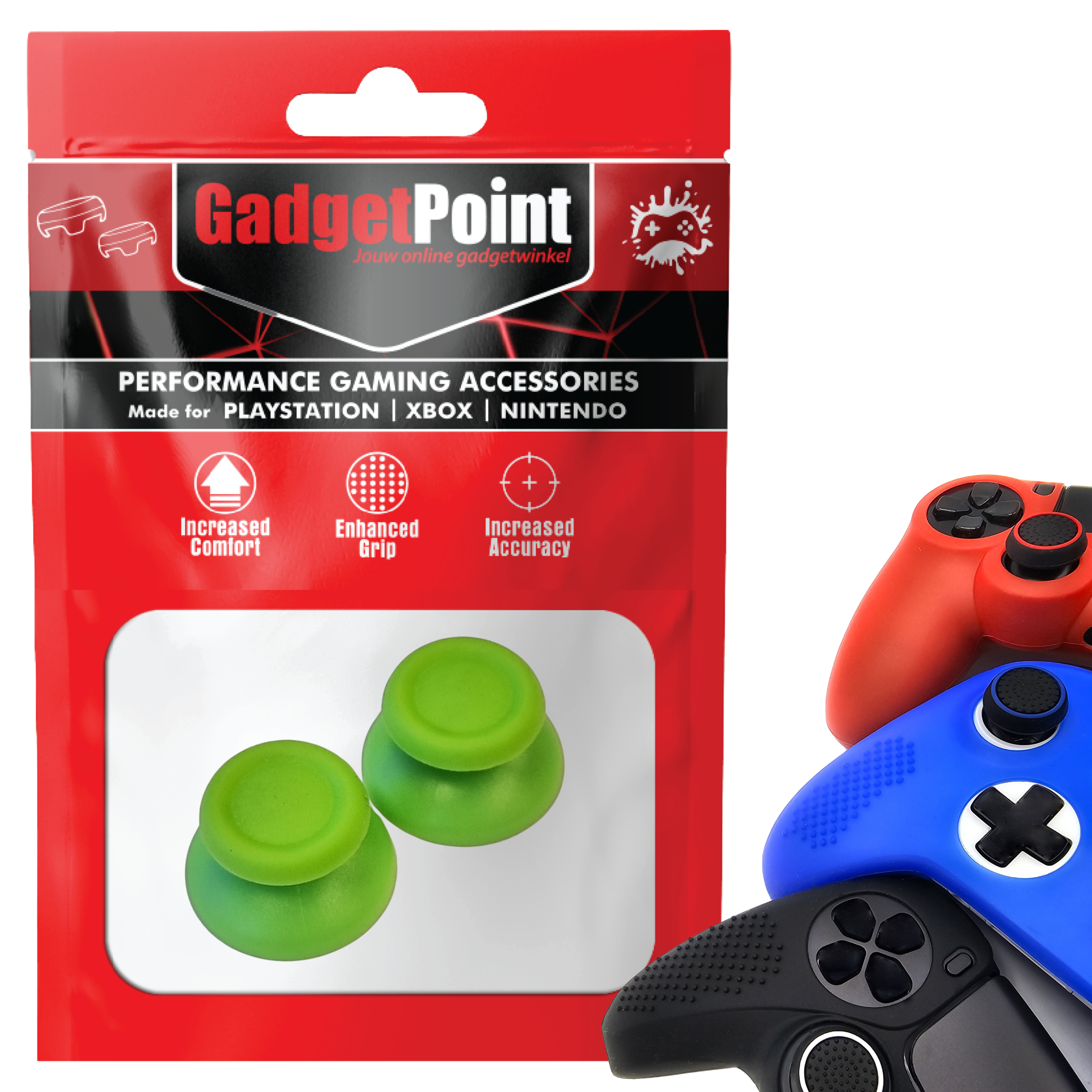 Thumb Grips voor PS5, PS4, PlayStation, Xbox Series X/S, One, 360 & Nintendo Switch Pro Controller - Gaming Thumbgrips - Performance Thumbsticks - Anti-Slip Joystick Caps - Bescherming Accessoires - Joy Sticks - Groen