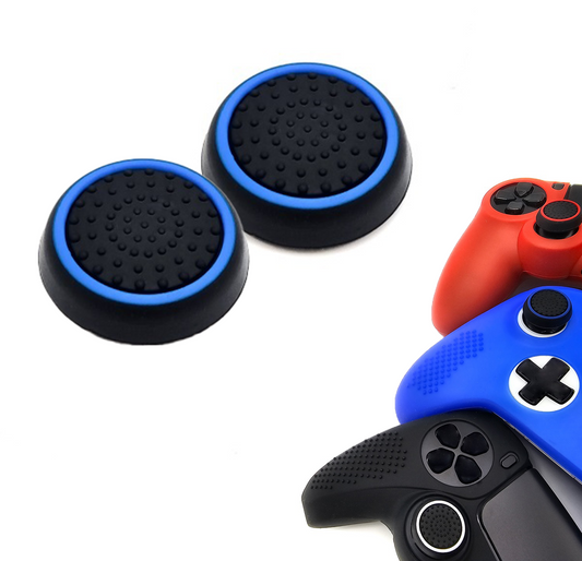 Gaming Thumbgrips | Performance Antislip Thumbsticks | Joystick Cap Thumb Grips | Accessoires geschikt voor Playstation PS4 PS5 & Xbox & Nintendo Pro Controller | Zwart/Lichtblauw