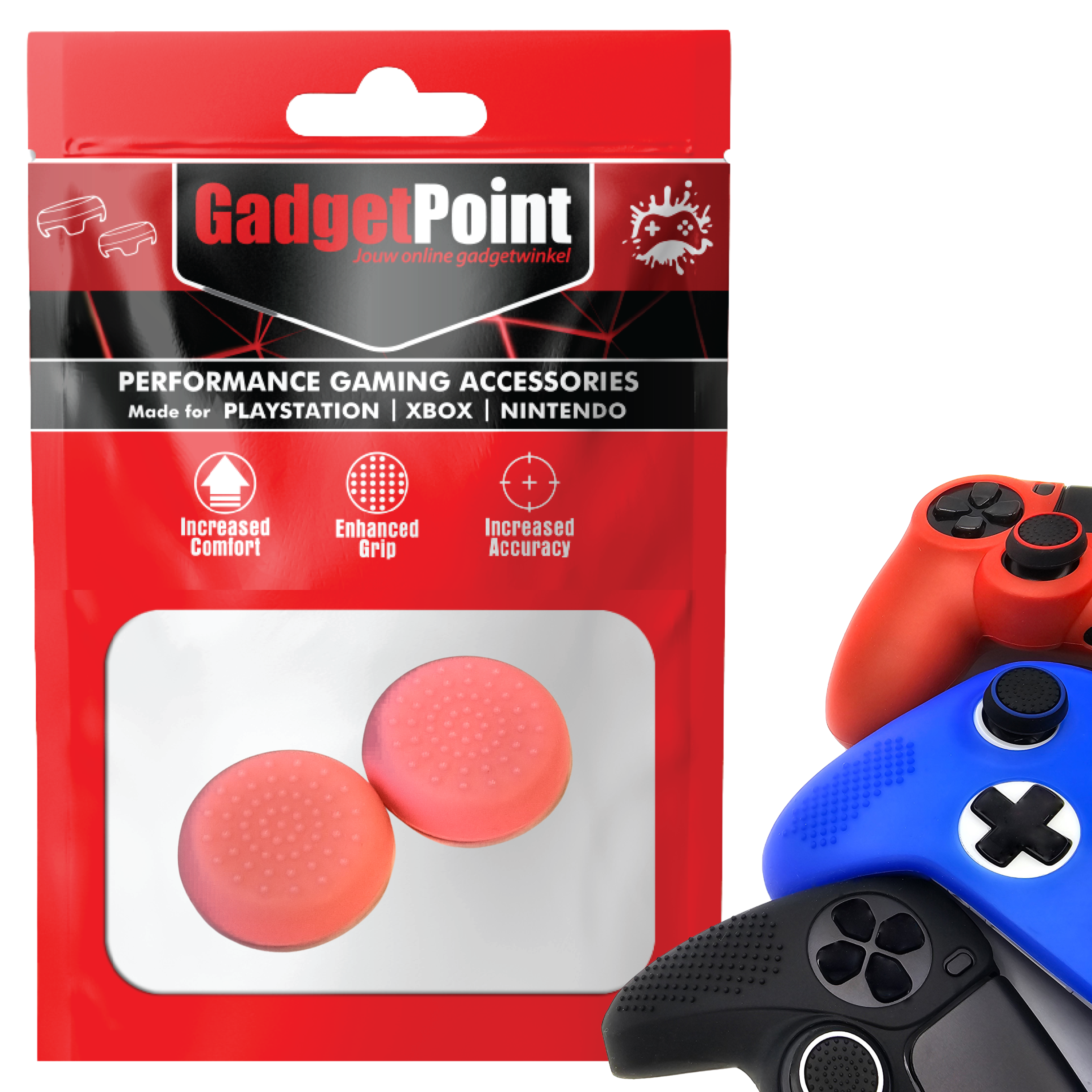 Thumb Grips voor PS5, PS4, PlayStation, Xbox Series X/S, One, 360 & Nintendo Switch Pro Controller - Gaming Thumbgrips - Performance Thumbsticks - Anti-Slip Joystick Caps - Bescherming Accessoires - Thumbs Stippen - Roze