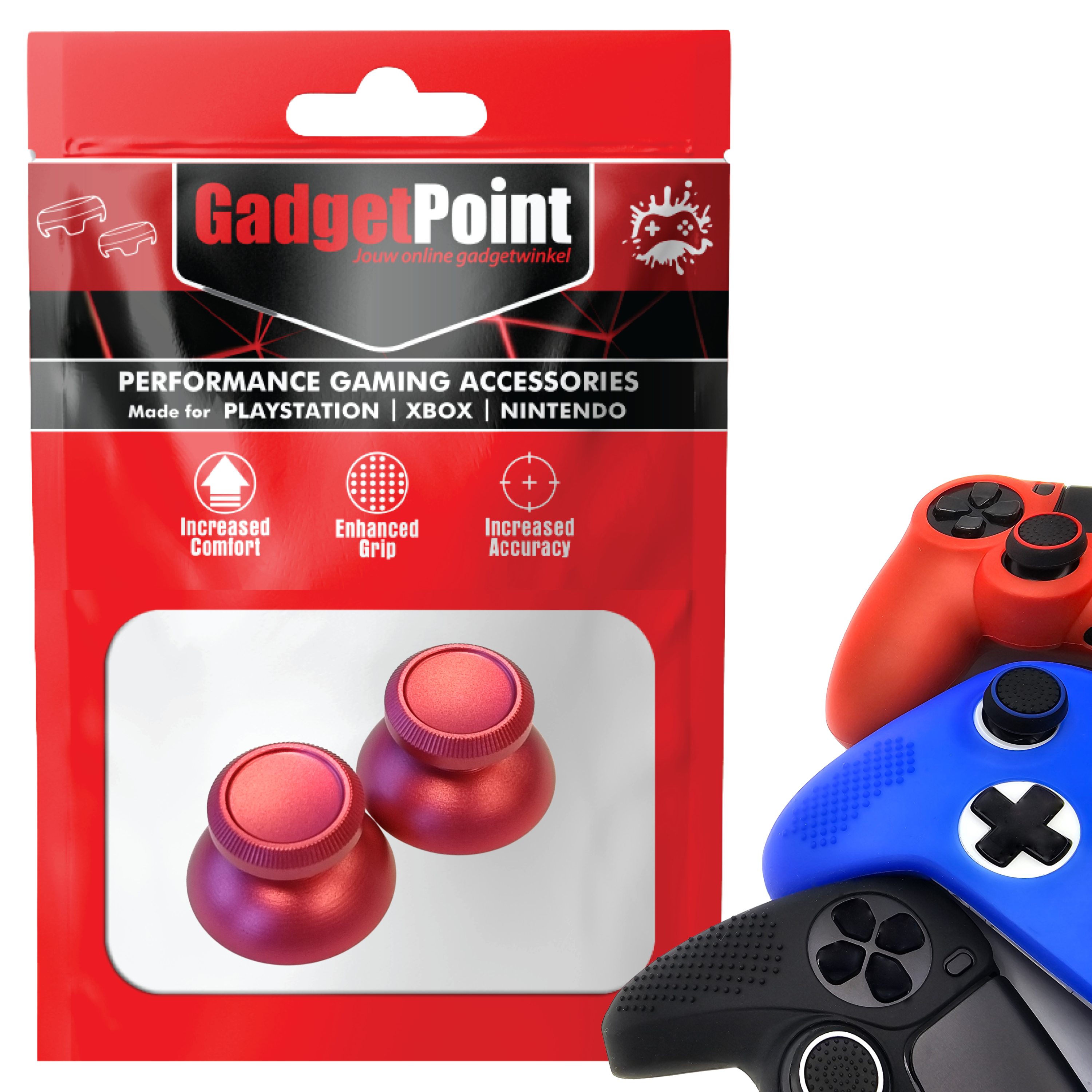 Thumb Grips voor PS5, PS4, PlayStation, Xbox Series X/S, One, 360 & Nintendo Switch Pro Controller - Gaming Thumbgrips - Performance Thumbsticks - Anti-Slip Joystick Caps - Bescherming Accessoires - Glimmend - Roze