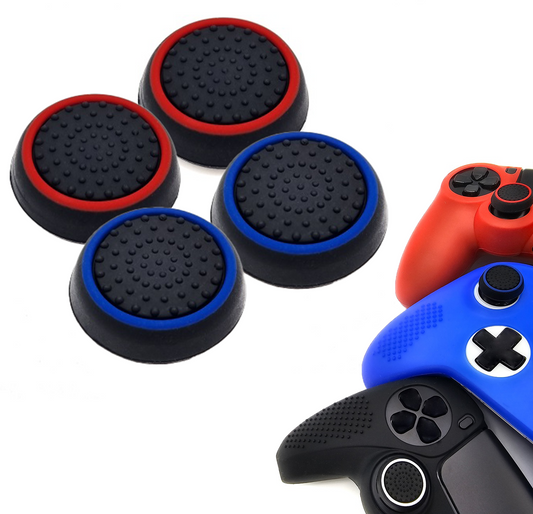 Gaming Thumbgrips | Performance Antislip Thumbsticks | Joystick Cap Thumb Grips | Accessoires geschikt voor Playstation PS4 PS5 & Xbox & Nintendo Pro Controller | Zwart Blauw en Zwart Rood