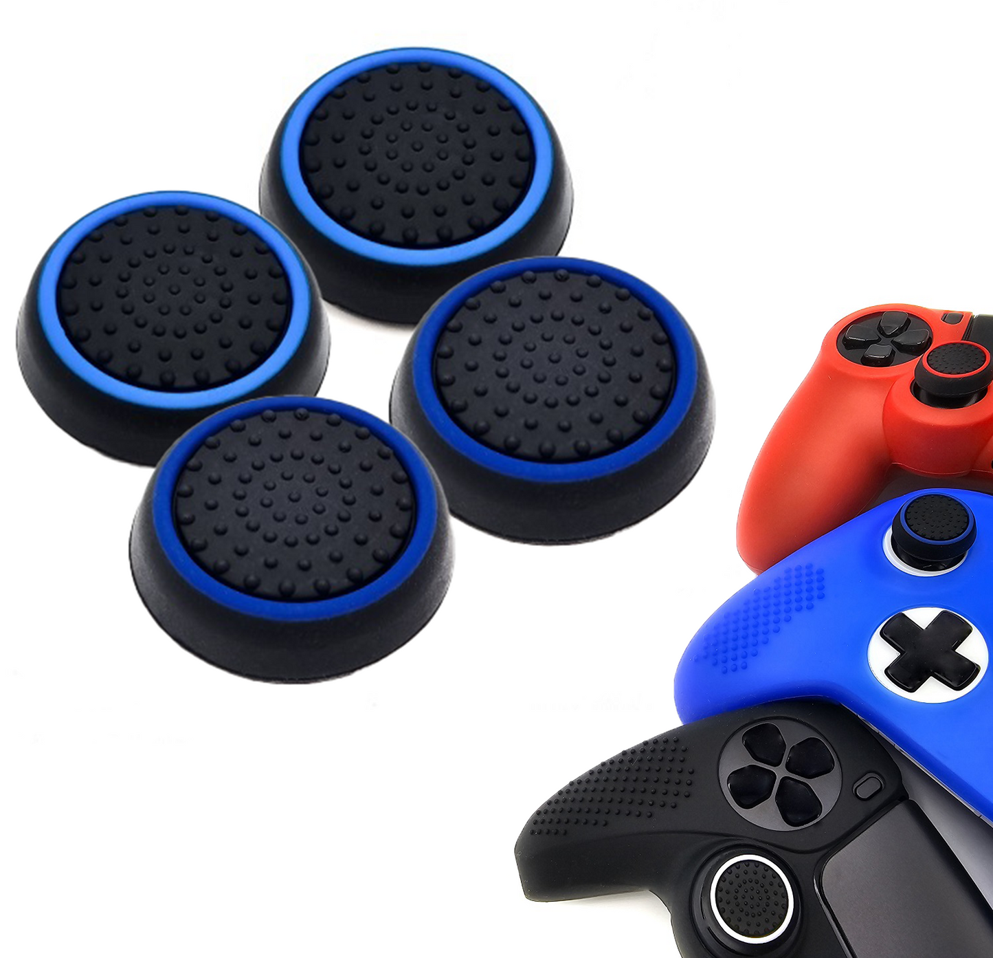 Gaming Thumbgrips | Performance Antislip Thumbsticks | Joystick Cap Thumb Grips | Zwart Blauw en Zwart Lichtblauw | Accessoires geschikt voor Playstation PS4 PS5 & Xbox & Nintendo Pro Controller