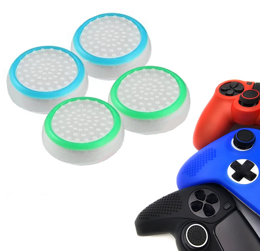 Gaming Thumbgrips | Performance Antislip Thumbsticks | Joystick Cap Thumb Grips  | Accessoires geschikt voor Playstation PS4 PS5 & Xbox & Nintendo Pro Controller| Wit Lichtblauw en Wit Groen