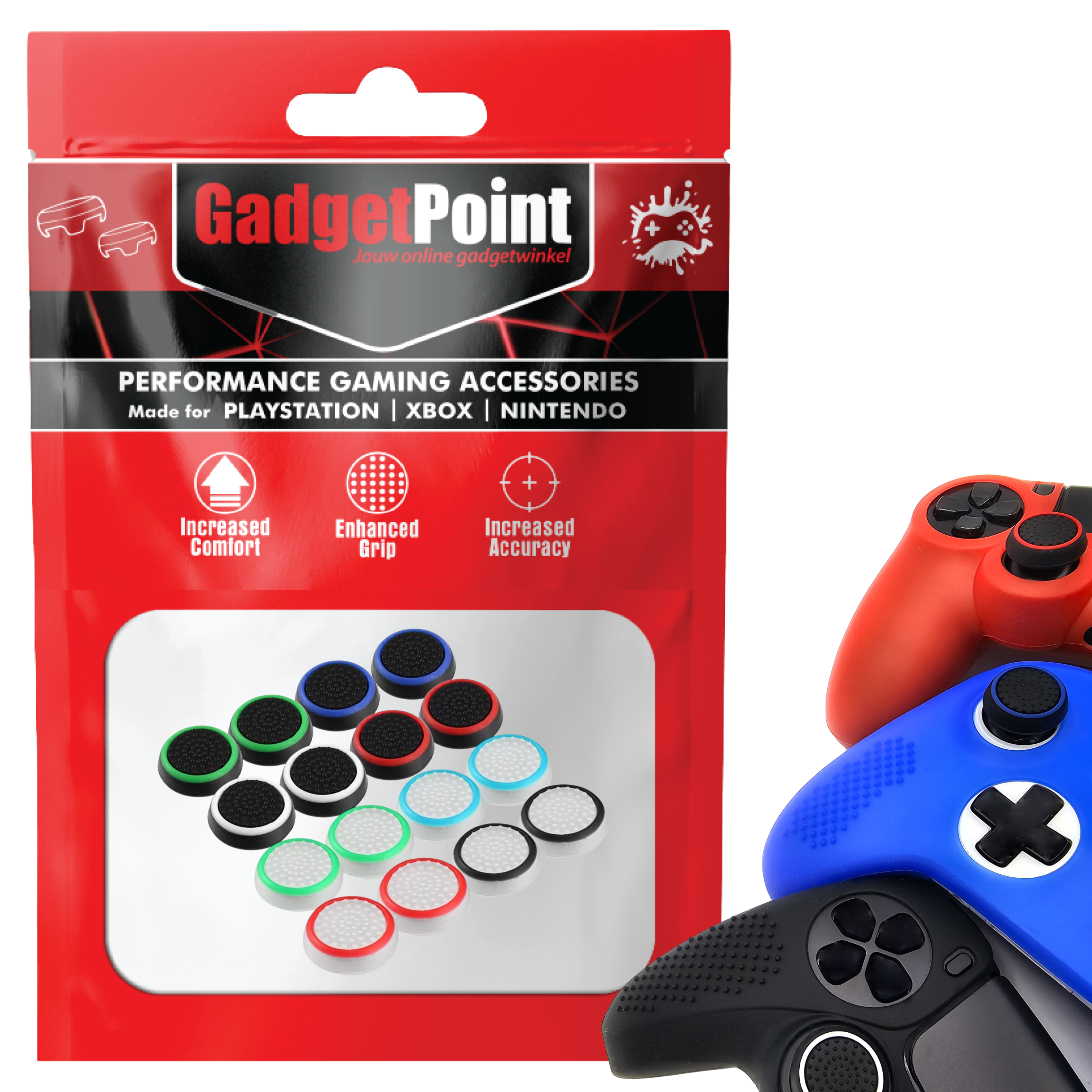 Thumb Grips voor PS5, PS4, PlayStation, Xbox Series X/S, One, 360 & Nintendo Switch Pro Controller - Gaming Thumbgrips - Performance Thumbsticks - Anti-Slip Joystick Caps - Bescherming Accessoires - Thumbgrips - Multicolor