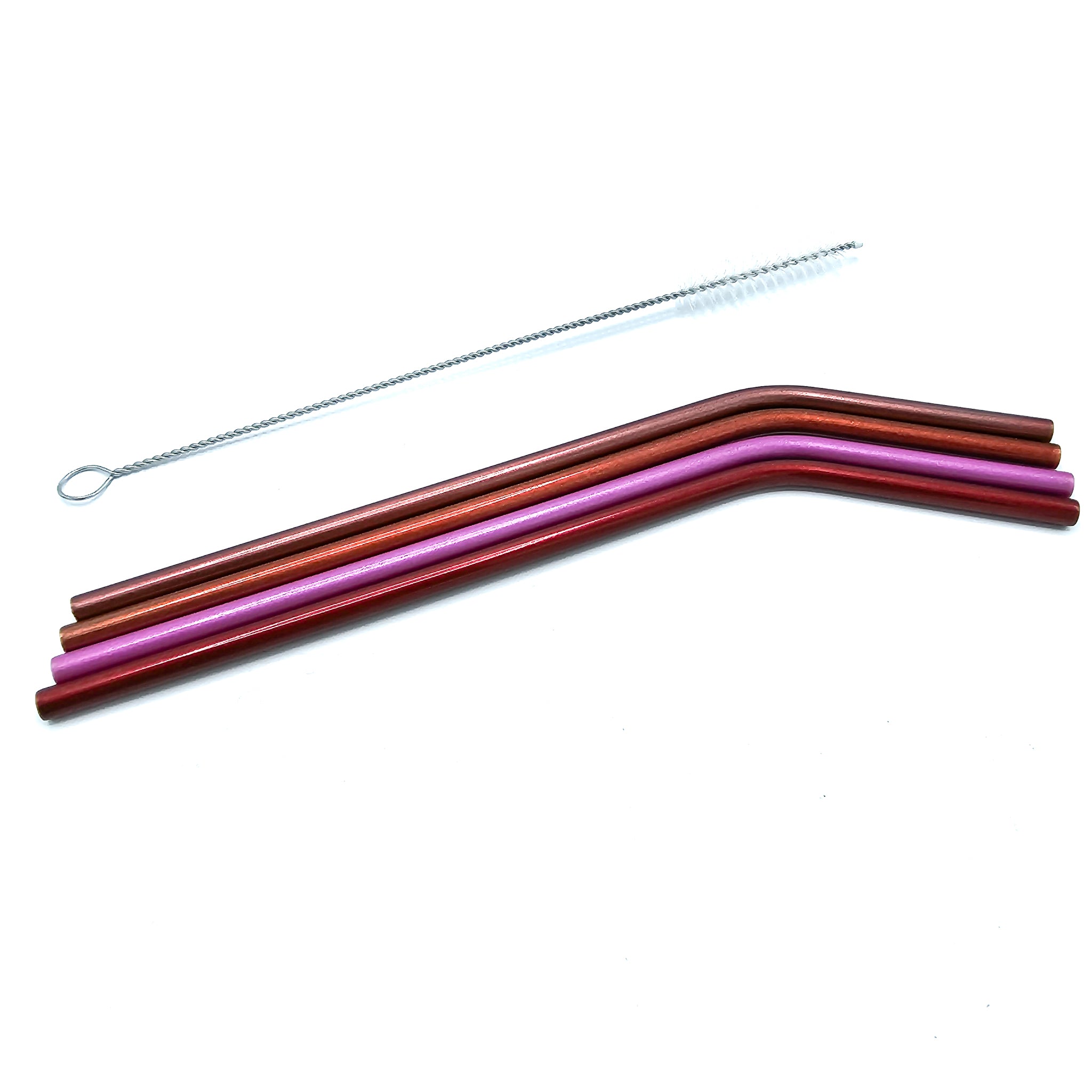 Metalen/RVS Rietjes - Metal Straws - Cocktails - Drankjes - Milieuvriendelijk & Duurzaam - Set van 4 rietjes + schoonmaak borstel - Multicolor x4