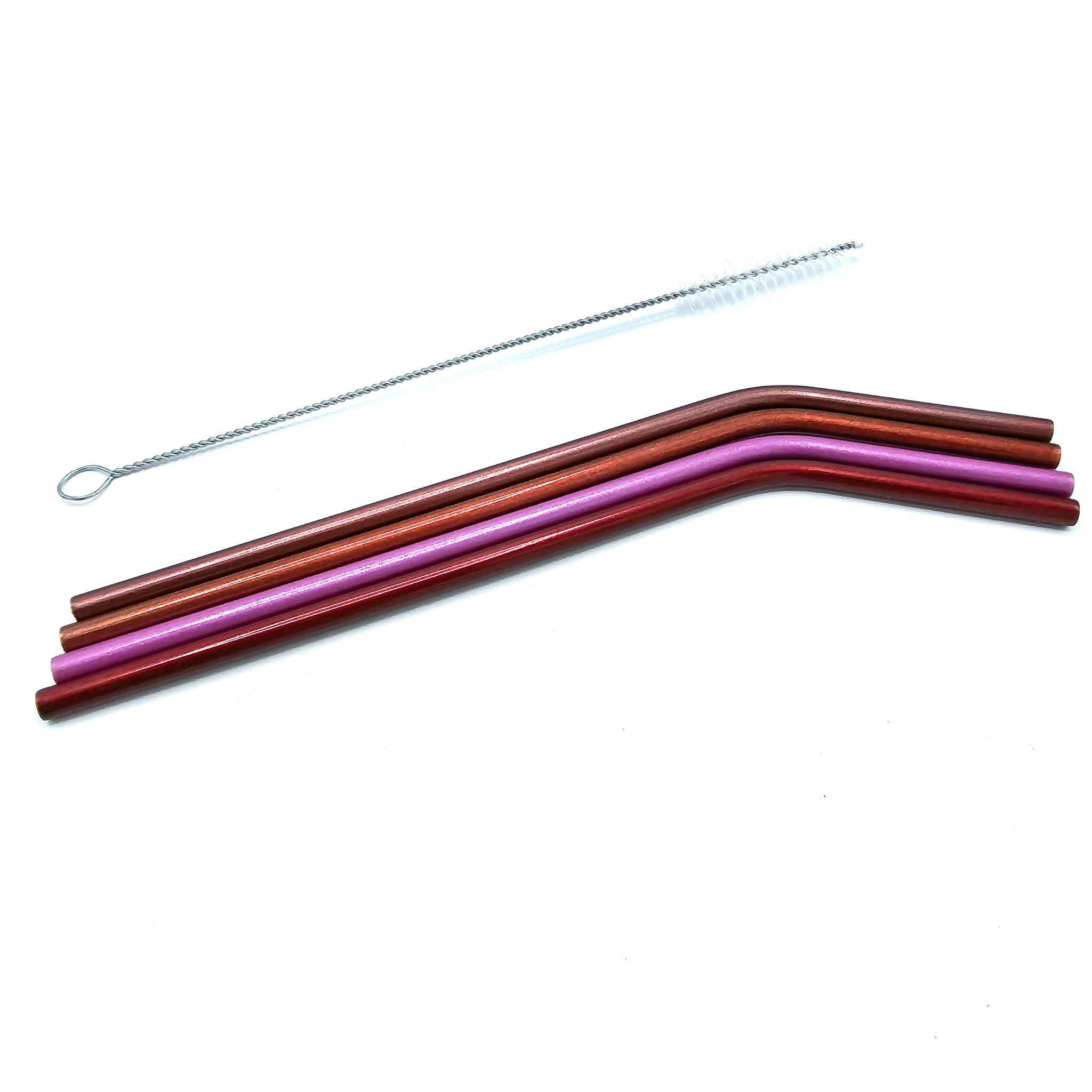 Metalen/RVS Rietjes - Metal Straws - Cocktails - Drankjes - Milieuvriendelijk & Duurzaam - Set van 4 rietjes + schoonmaak borstel - Multicolor x4