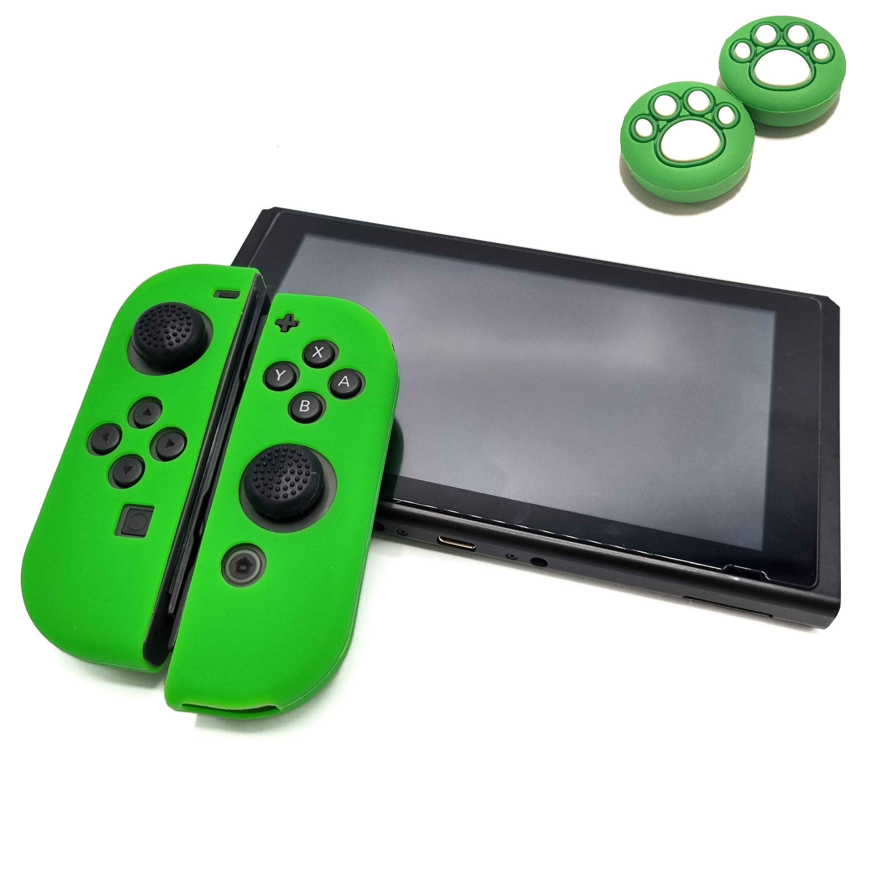 Hoesjes & Skins + Thumb Grips voor Nintendo Switch 1 - Performance Gaming Case - Soft Grip Covers - Anti-Slip Joy-Con Controller Accessoires - Groen + Pootjes