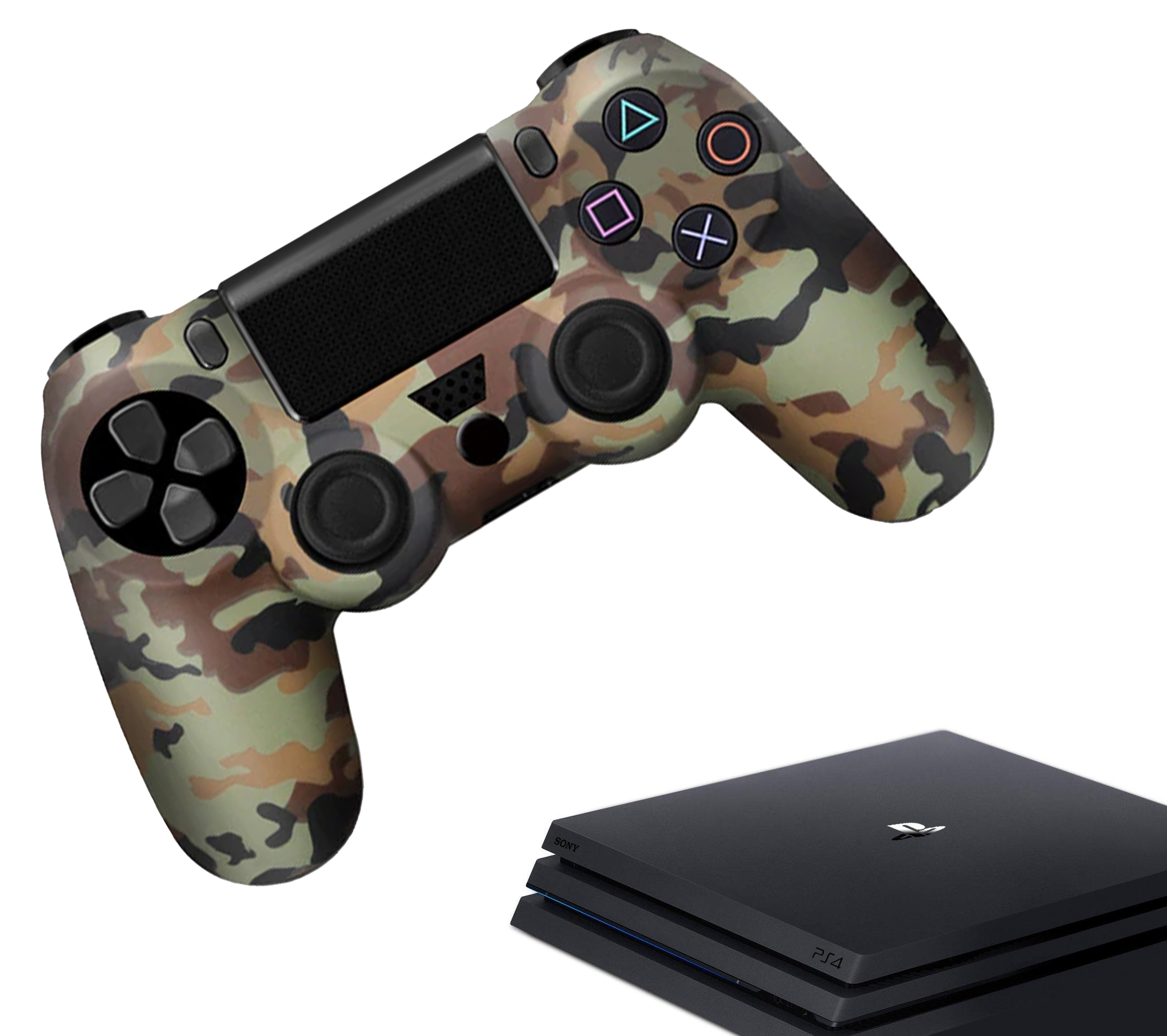 Hüllen & Skins für PS4, PlayStation 4 – Performance-Gaming-Hülle – Soft Grip-Abdeckungen – Anti-Rutsch-Controller-Zubehör – Camo – Braun