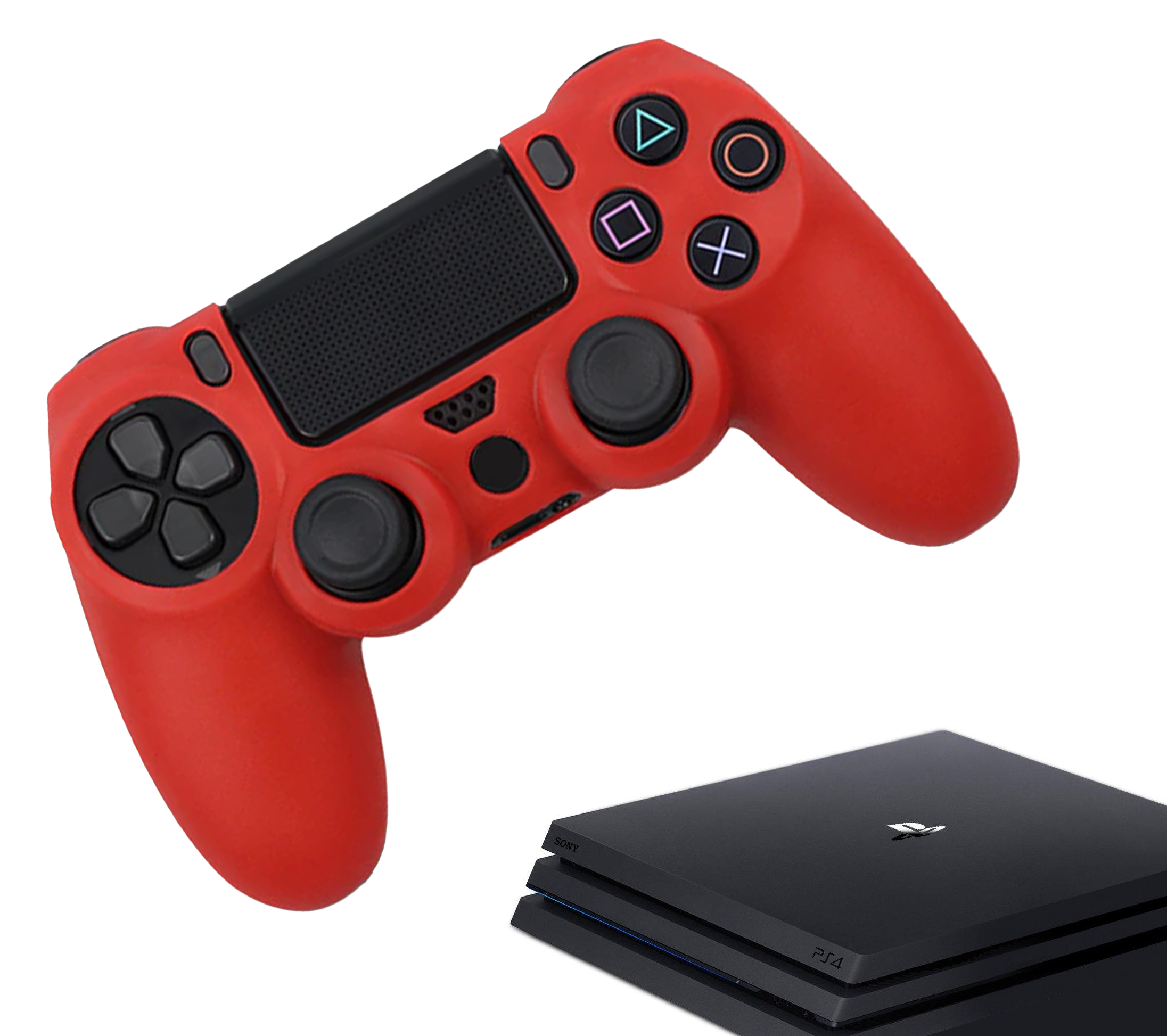 Hüllen & Skins für PS4, PlayStation 4 – Performance-Gaming-Hülle – Soft Grip-Abdeckungen – Anti-Rutsch-Controller-Zubehör – Rot