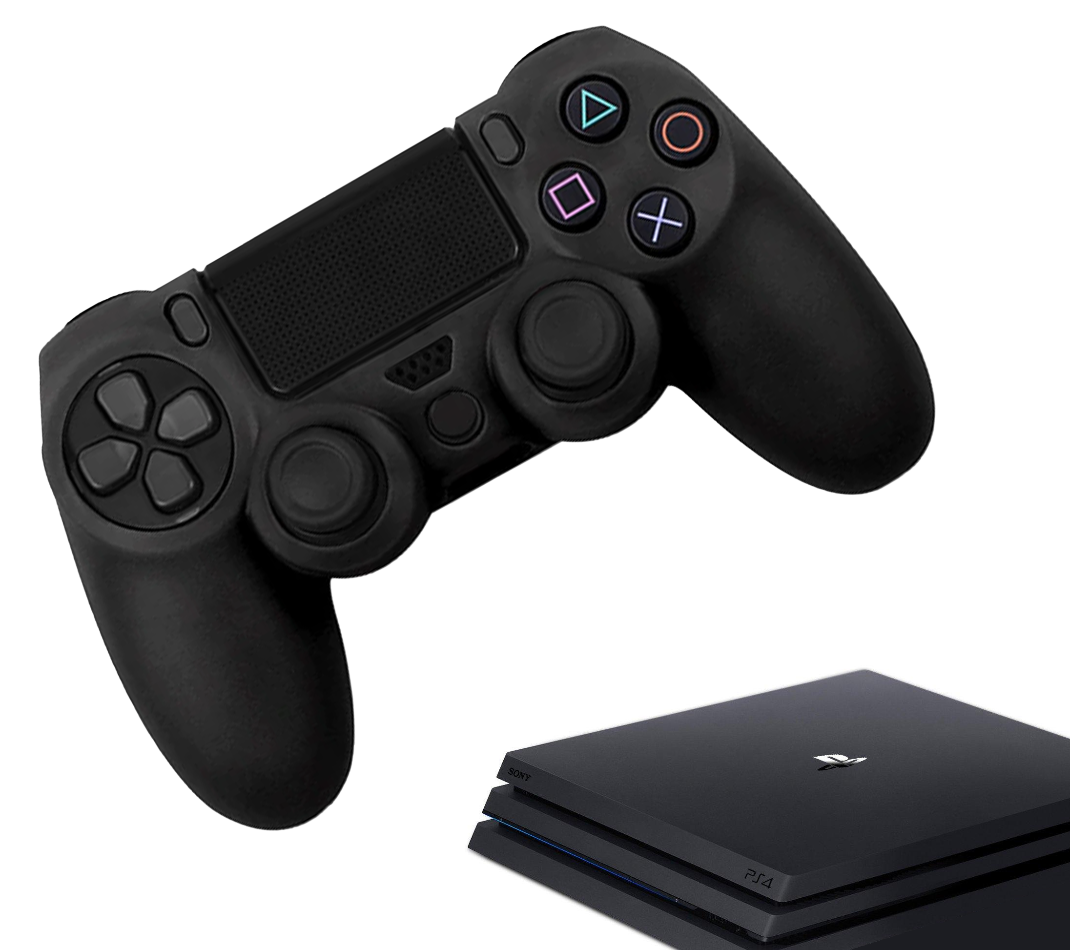 Hüllen & Skins für PS4, PlayStation 4 – Performance-Gaming-Hülle – Soft Grip-Abdeckungen – Anti-Rutsch-Controller-Zubehör – Schwarz