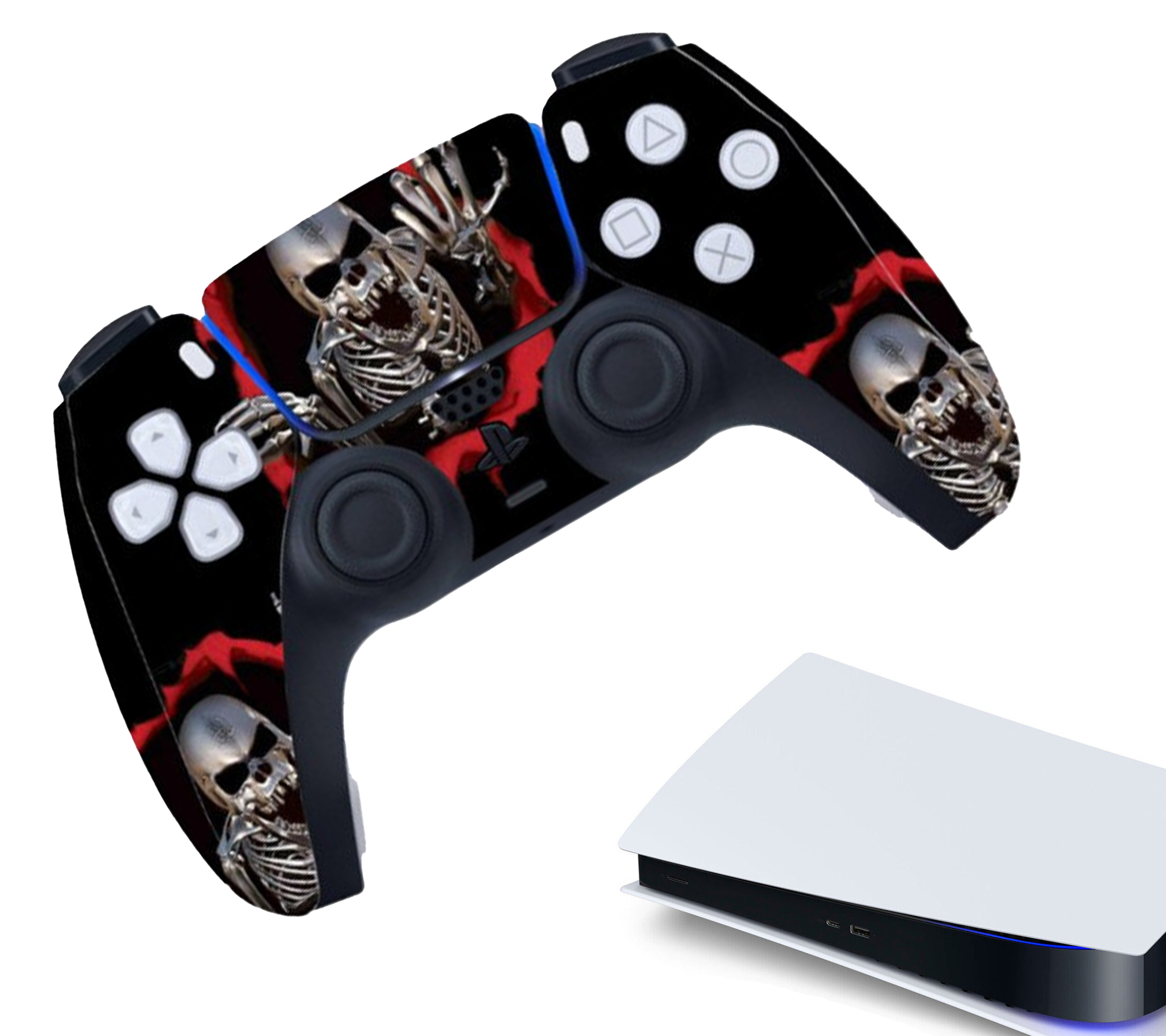 Controller Stickers voor PS5, PlayStation 5 - Performance Gaming Skin - Bescherming Accessoires - Skelet - Zwart