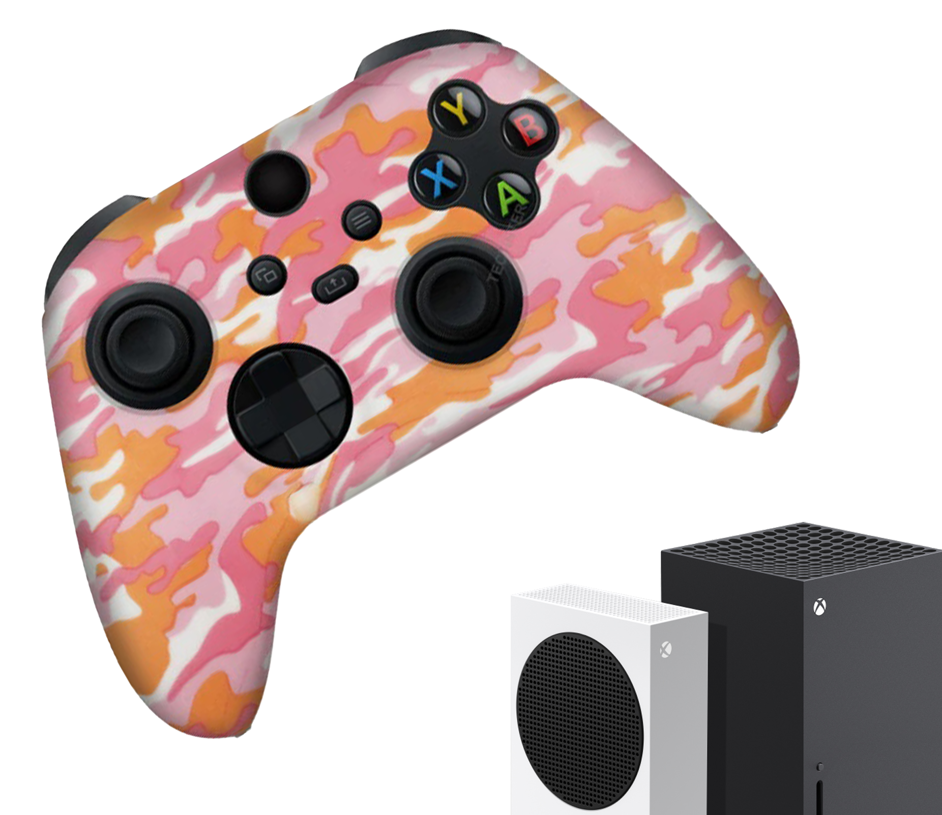 Hoesjes & Skins voor Xbox Series X & S - Performance Gaming Case - Soft Grip Covers - Anti-Slip Controller Accessoires - Camo - Roze