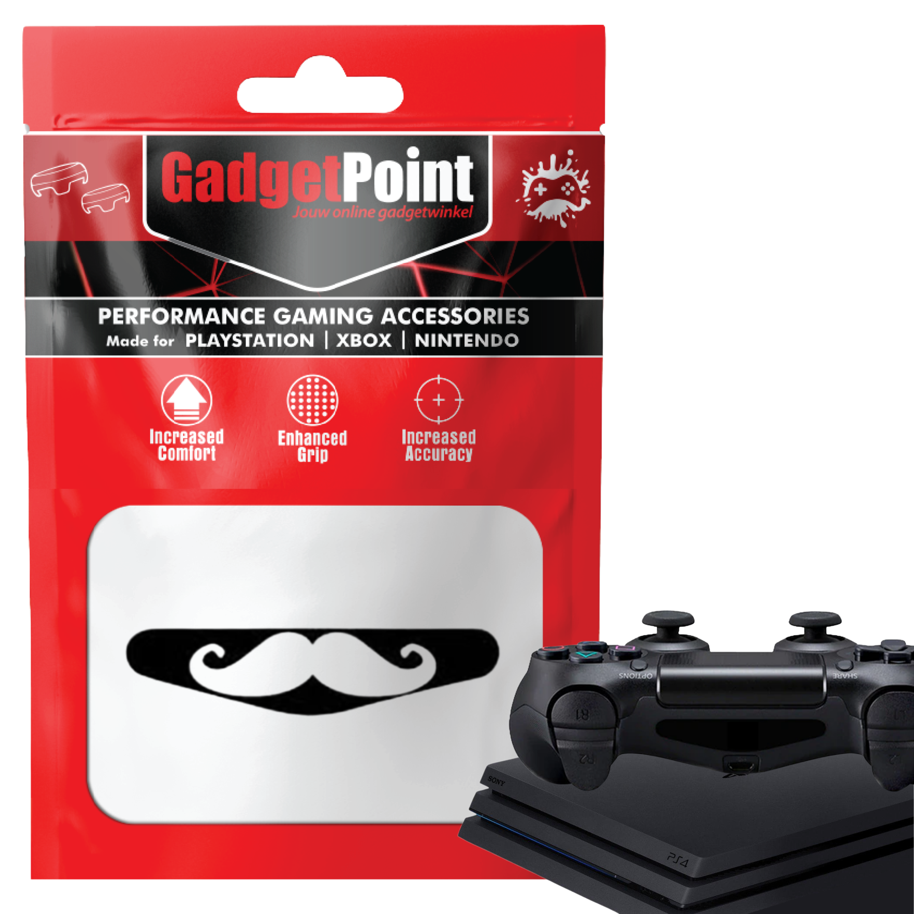Controller Stickers voor PS4, PlayStation 4 - Performance Gaming Skin - Bescherming Accessoires - Mustache - Snor