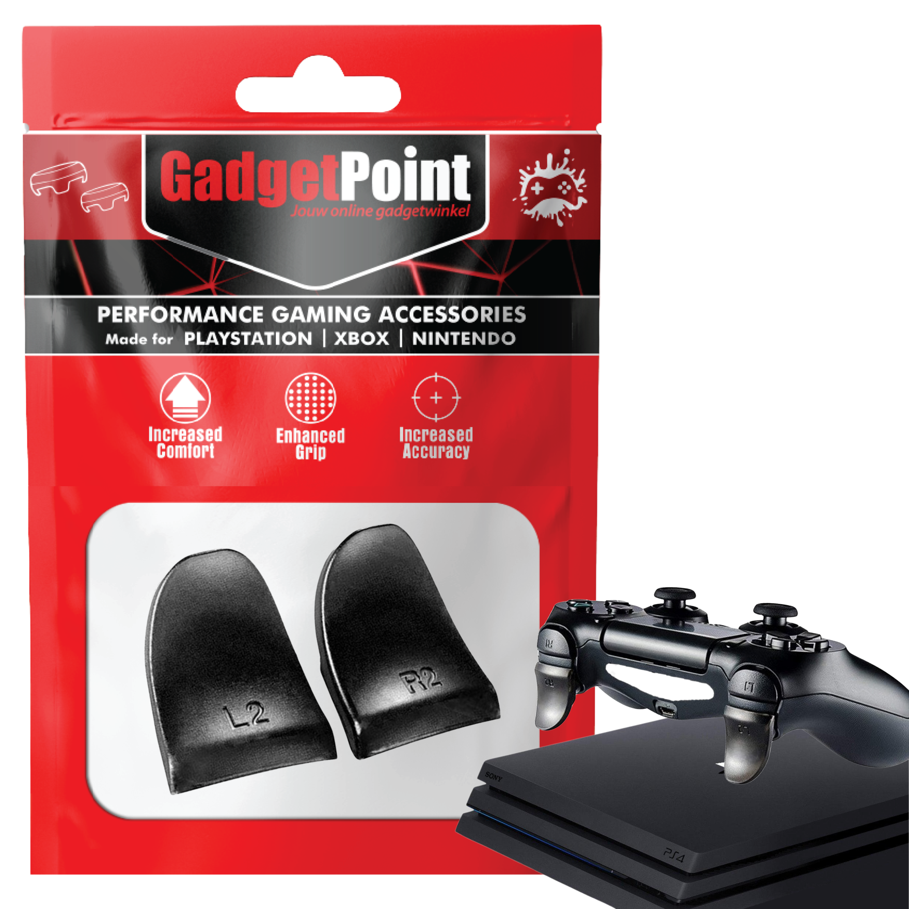 Controller Triggers voor PS4, PlayStation 4 - Trigger Stops Buttons - R2 - L2 - Performance Gaming Accessoires - Zwart