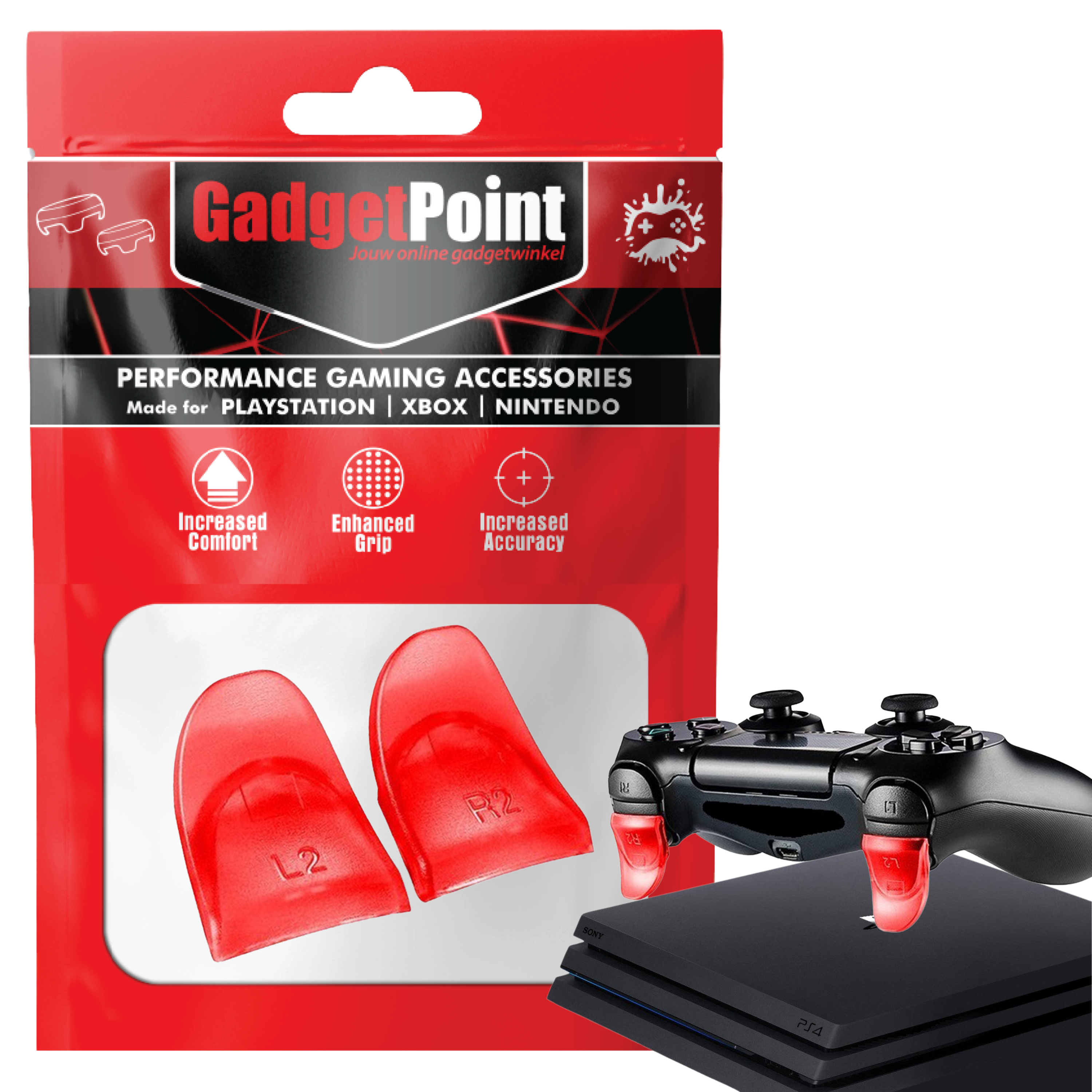 Controller Triggers voor PS4, PlayStation 4 - Trigger Stops Buttons - R2 - L2 - Performance Gaming Accessoires - Rood