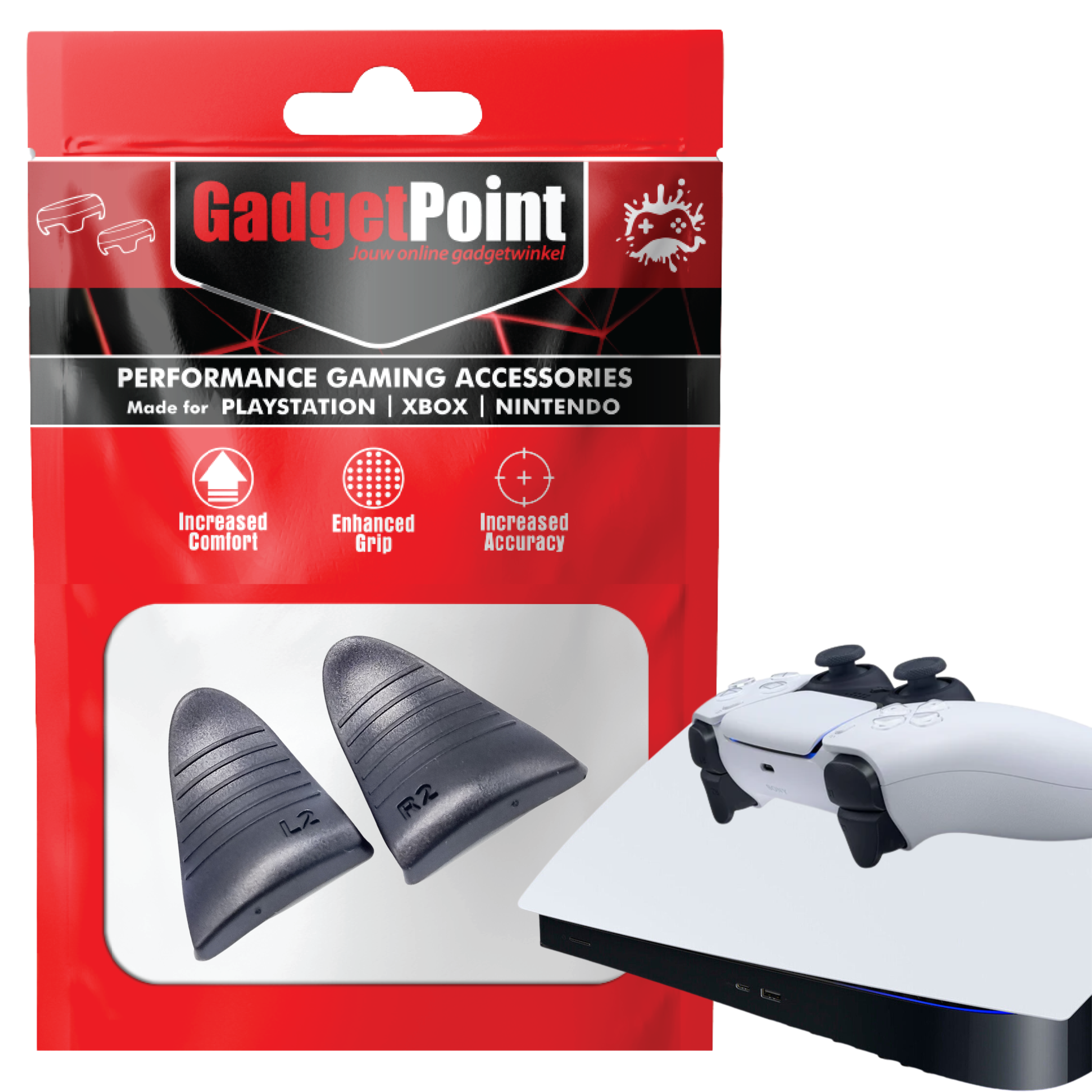 Controller Triggers voor PS5, PlayStation 5 - Trigger Stops Buttons - R2 - L2 - Performance Gaming Accessoires - Zwart