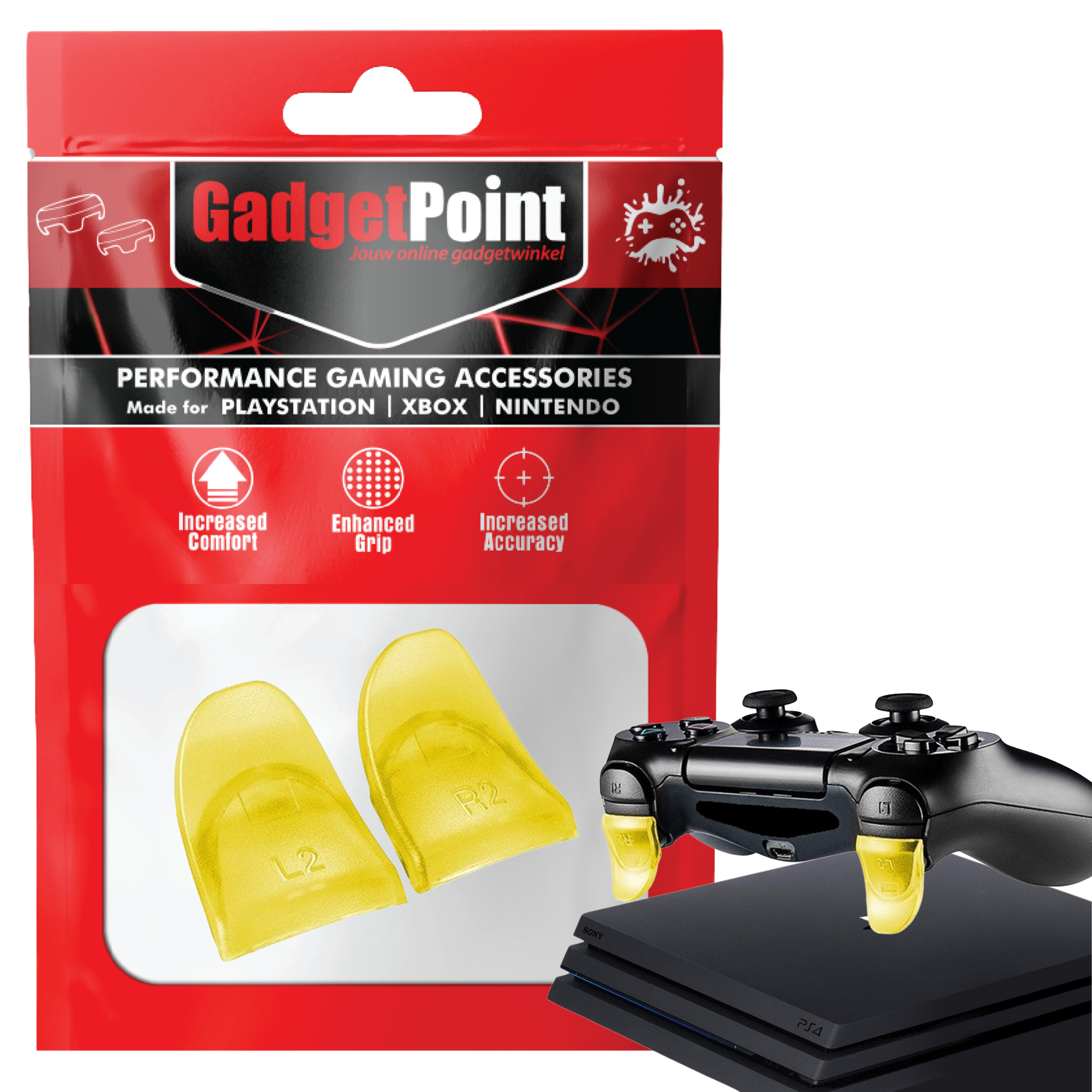 Controller Triggers voor PS4, PlayStation 4 - Trigger Stops Buttons - R2 - L2 - Performance Gaming Accessoires - Geel