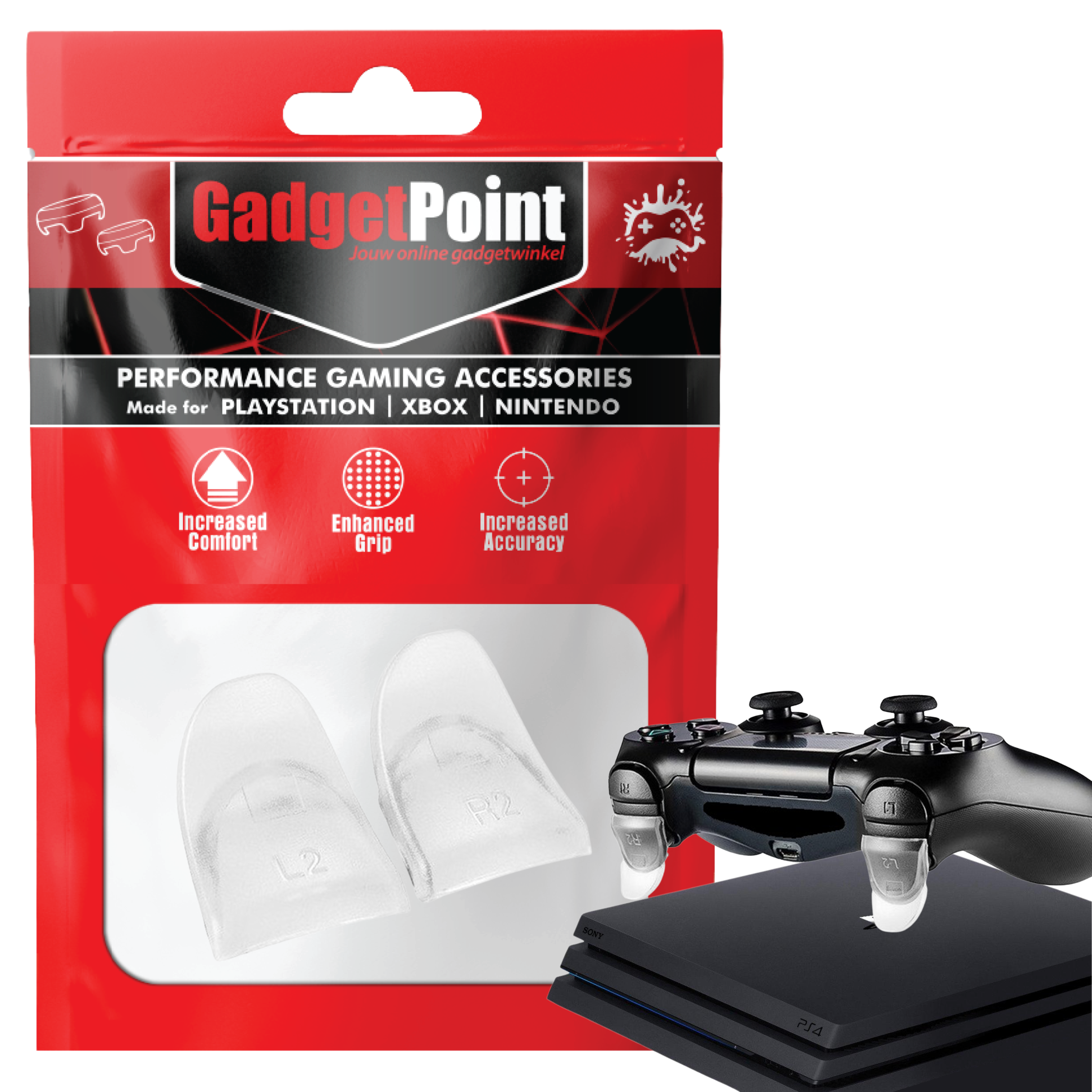 Controller Triggers voor PS4, PlayStation 4 - Trigger Stops Buttons - R2 - L2 - Performance Gaming Accessoires - Wit