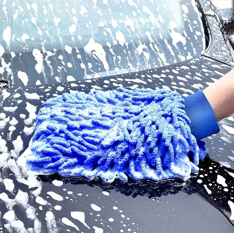 Auto Schoonmaak Spons - Autospons - Washandschoen - Schoonmaakspons Handschoen - Oranje