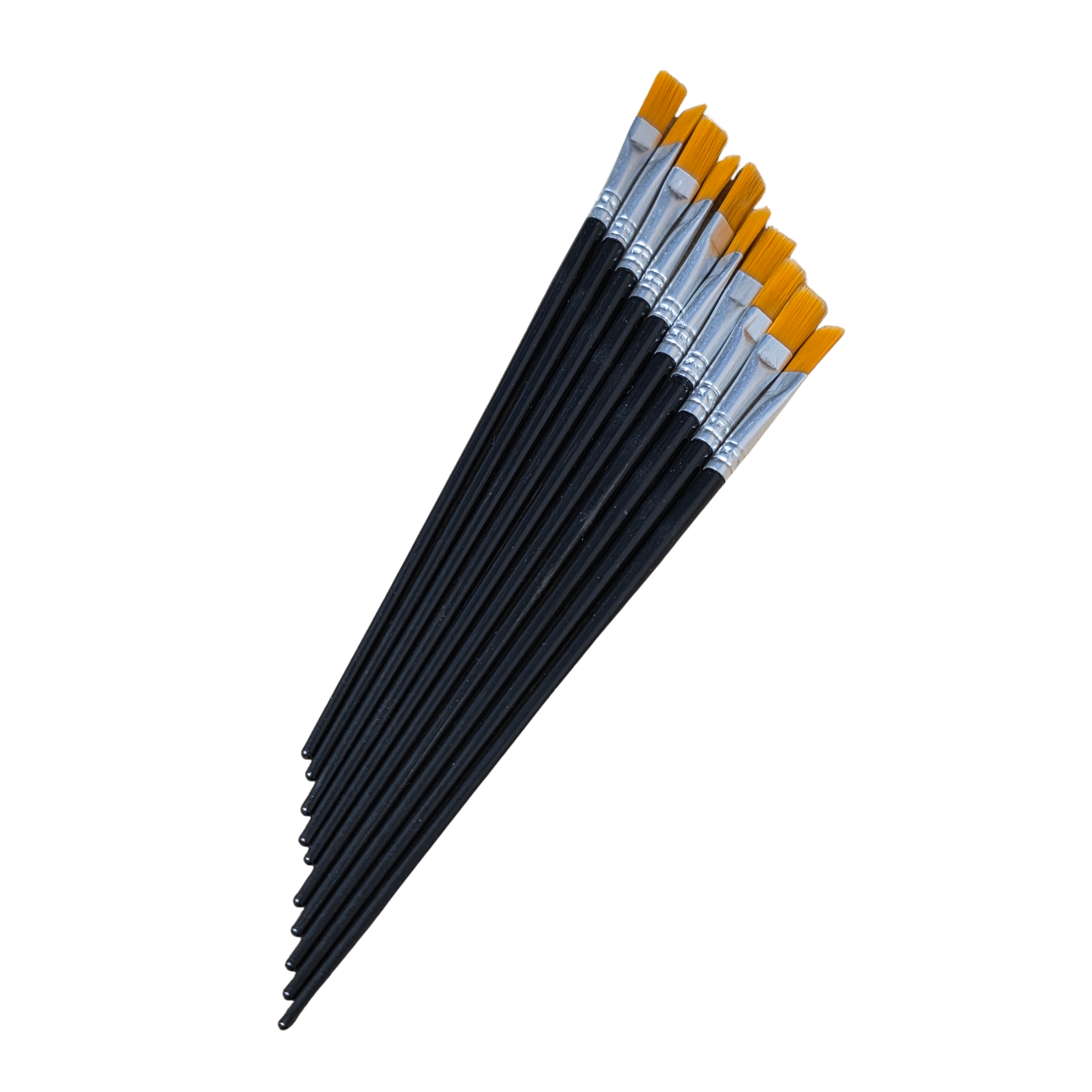 Verfkwasten - Set van 10 - Plat - Penselen - Kwastjes - Schilderen - Verven - Knutselen - Kwasten - Plat - Zwart