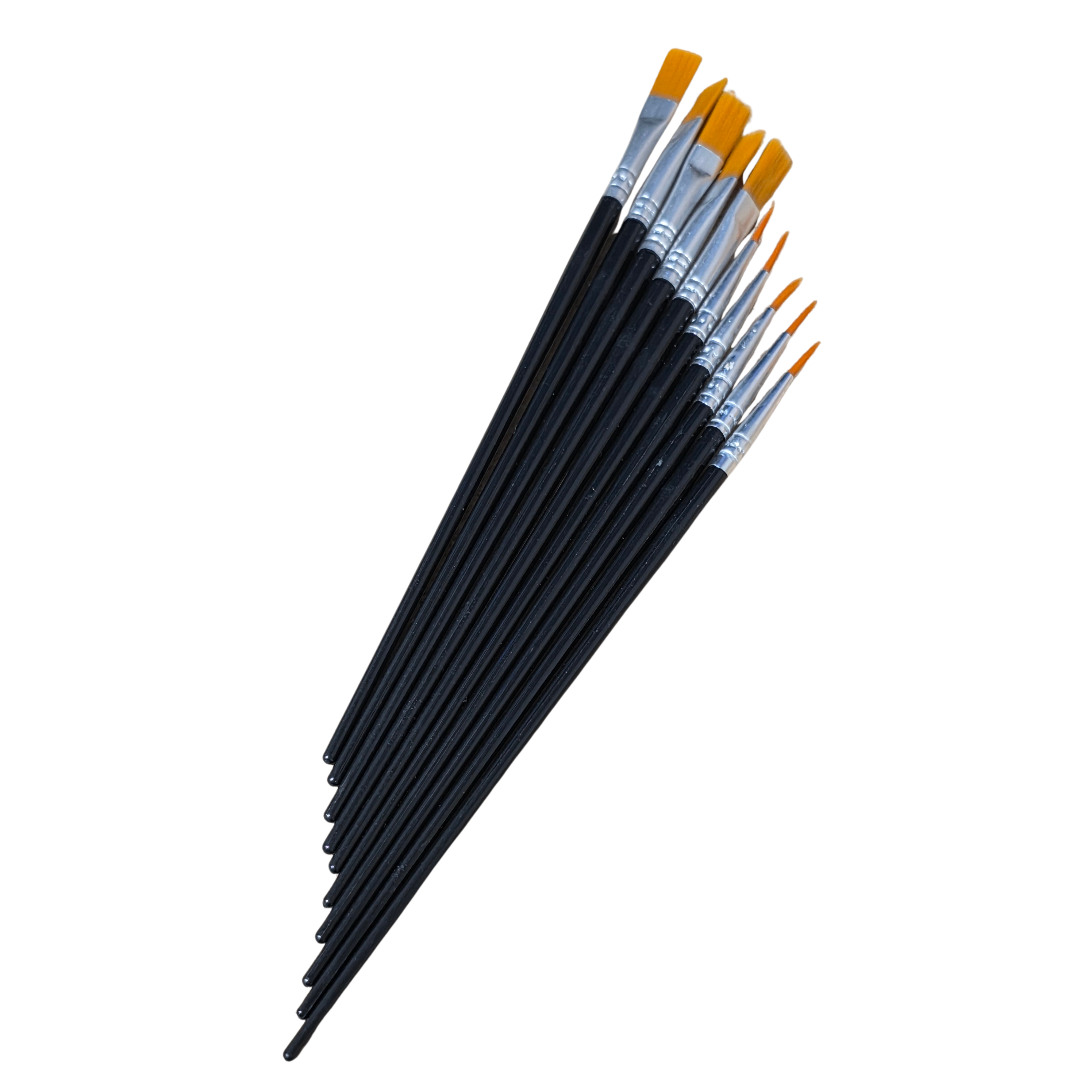 Verfkwasten - Set van 10 - Plat & Pointed - Penselen - Kwastjes - Schilderen - Verven - Knutselen - Kwasten - Plat - Zwart