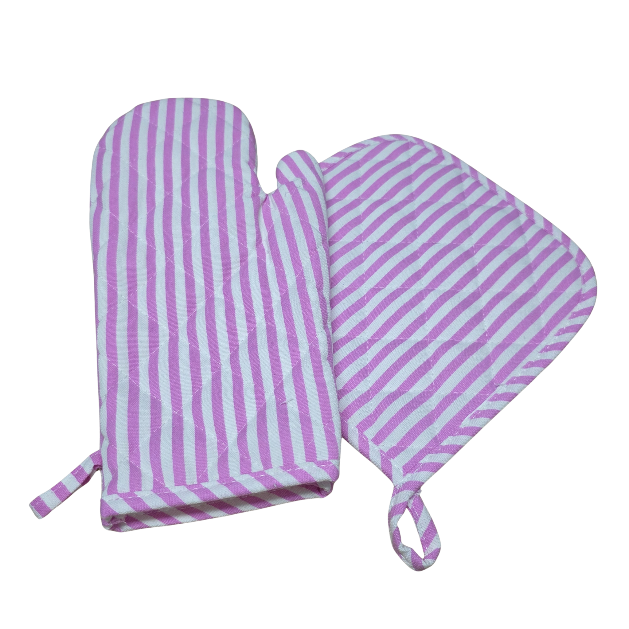 Pannen lappen - Koken en Bakken - Ovenwanten - Hittebestendig Ovenhandschoen - Set van 2 - Roze met Wit