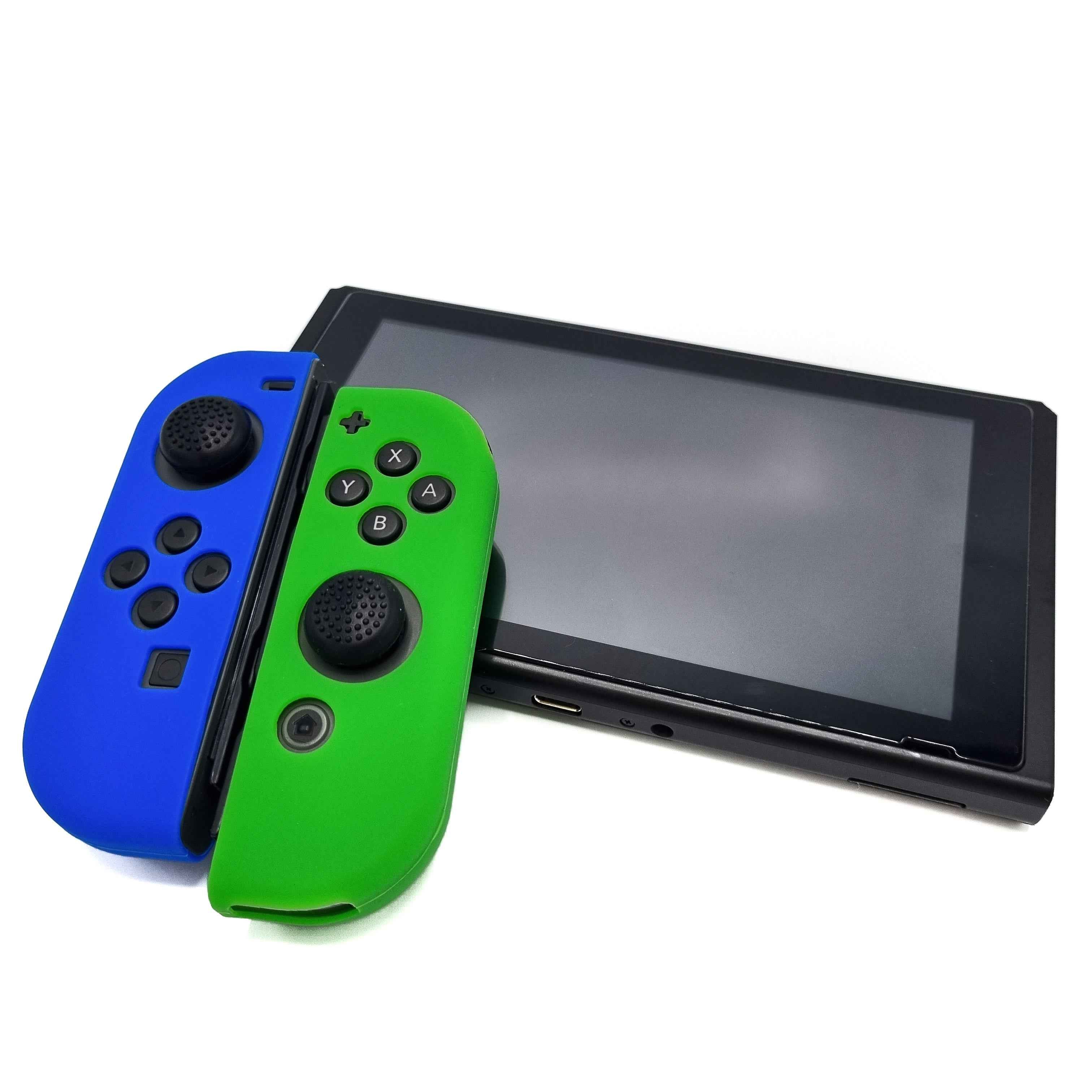 Hoesjes & Skins voor Nintendo Switch 1 - Performance Gaming Case - Soft Grip Covers - Anti-Slip Joy-Con Controller Accessoires - Donkerblauw/Groen