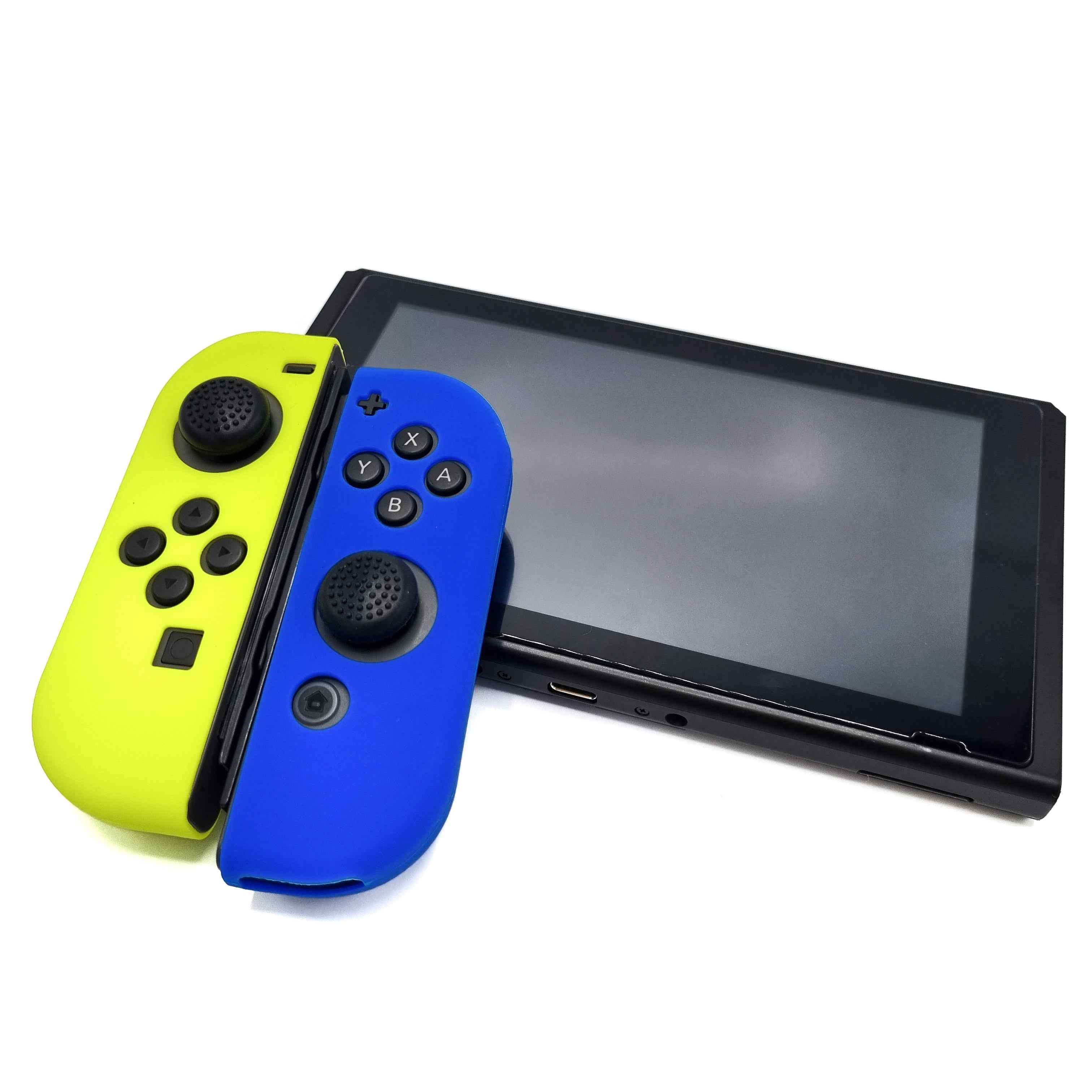 Hoesjes & Skins voor Nintendo Switch 1 - Performance Gaming Case - Soft Grip Covers - Anti-Slip Joy-Con Controller Accessoires - Blauw/Geel