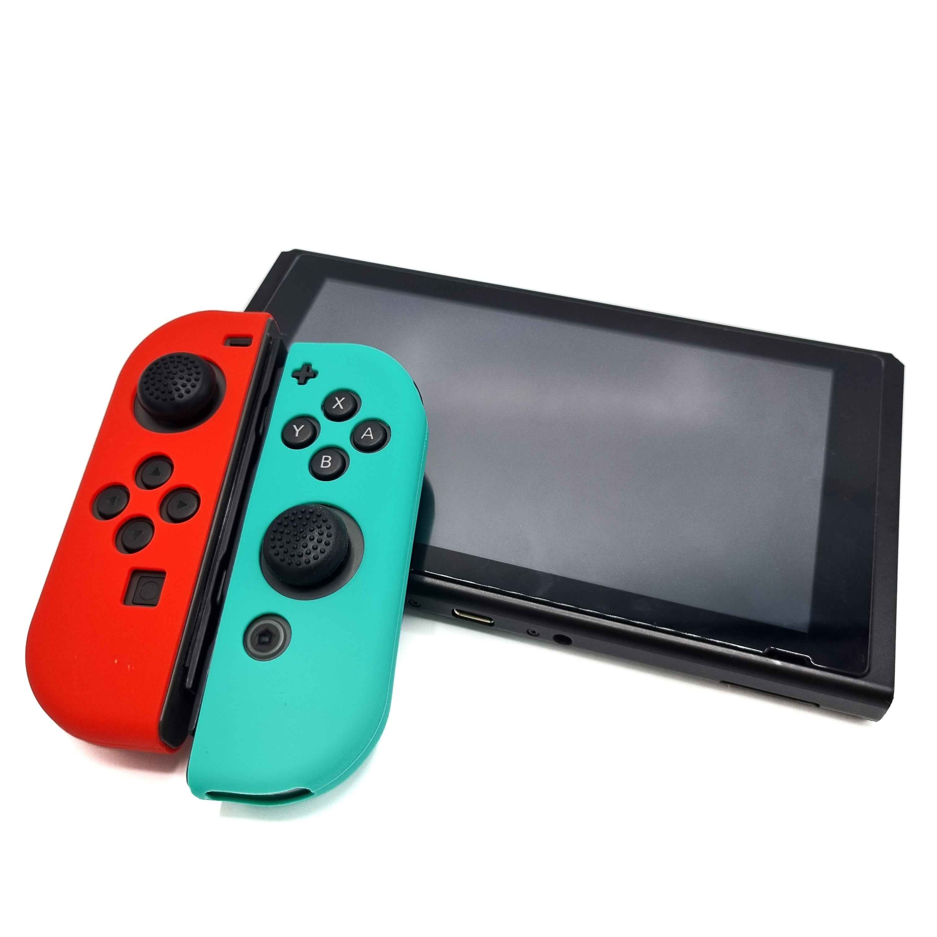 Hoesjes & Skins voor Nintendo Switch 1 - Performance Gaming Case - Soft Grip Covers - Anti-Slip Joy-Con Controller Accessoires - Cobalt groen/Rood