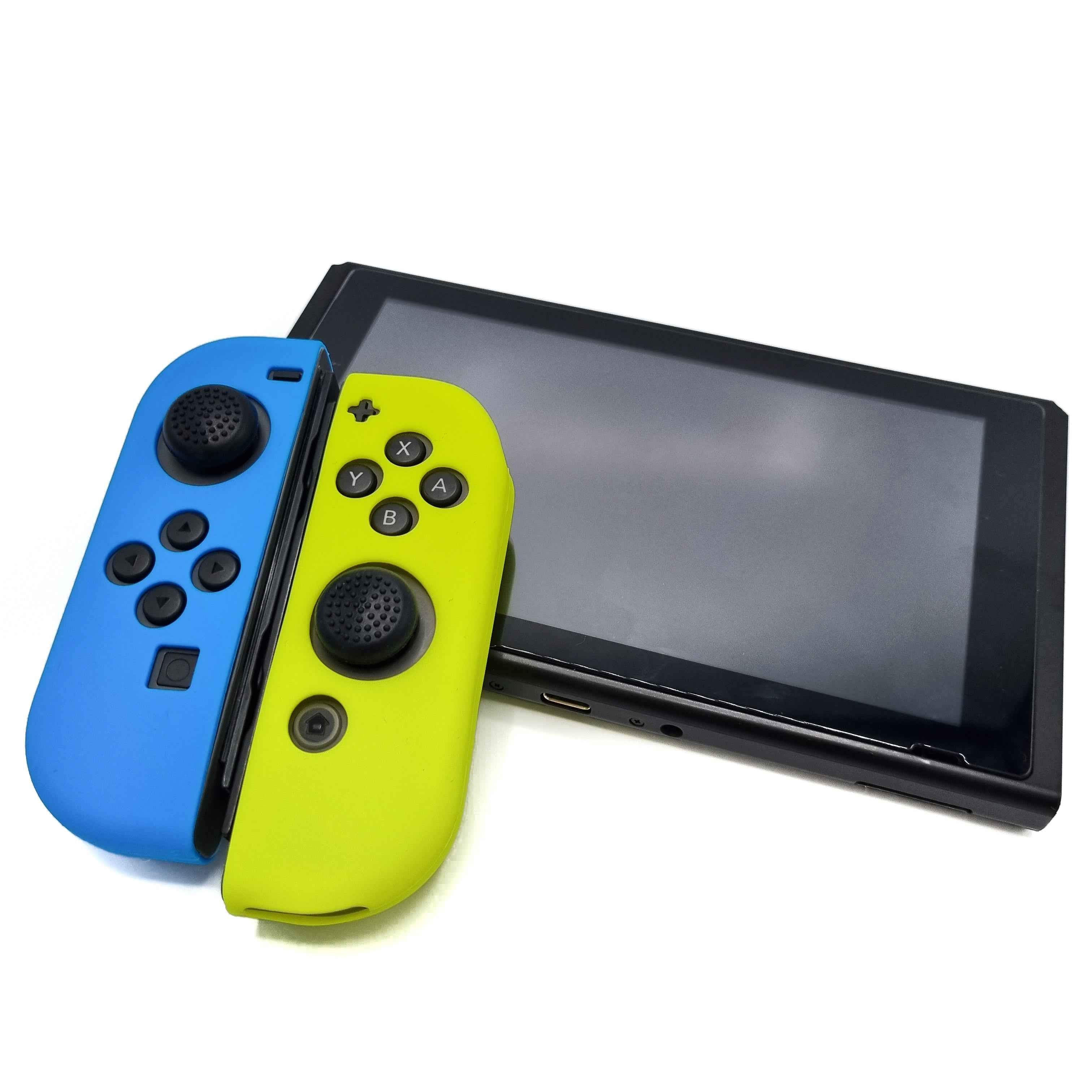 Hoesjes & Skins voor Nintendo Switch 1 - Performance Gaming Case - Soft Grip Covers - Anti-Slip Joy-Con Controller Accessoires - Lichtblauw/Geel